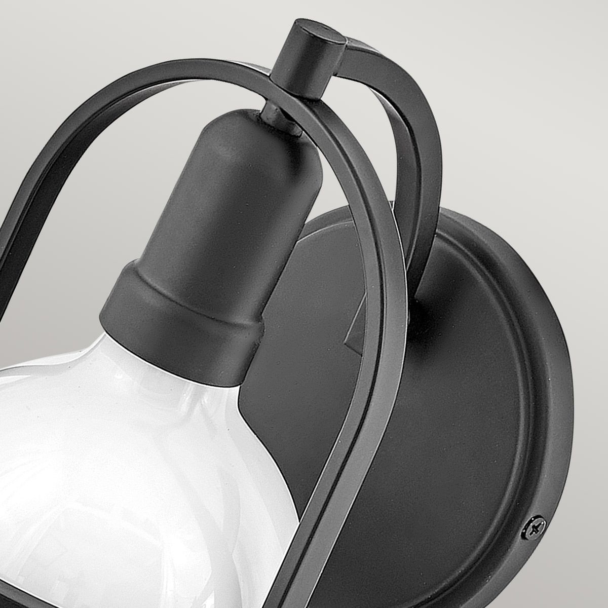 Quintiesse Somerset Single Wall Light - White Glass - Black