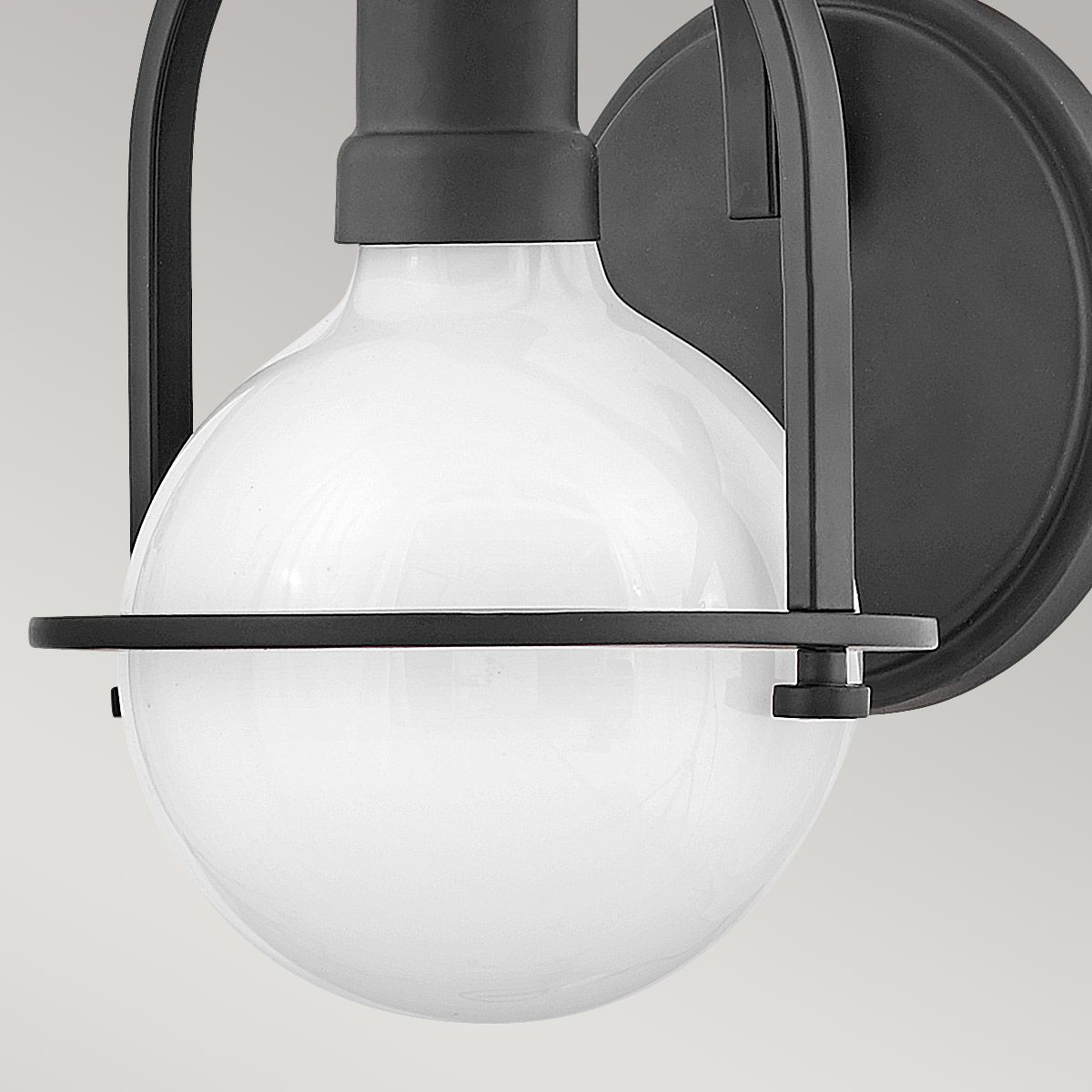 Quintiesse Somerset Single Wall Light - White Glass - Black