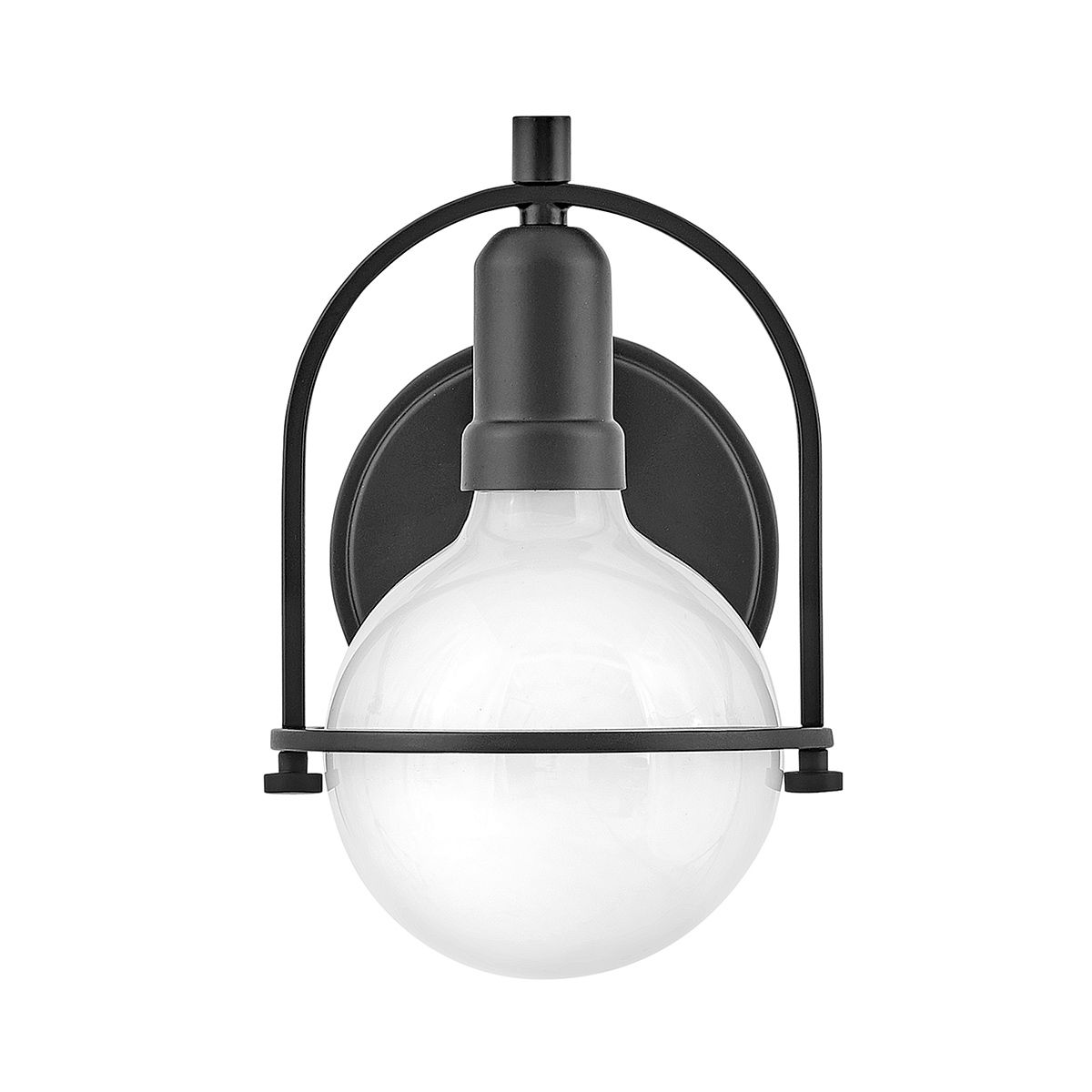 Quintiesse Somerset Single Wall Light - White Glass - Black