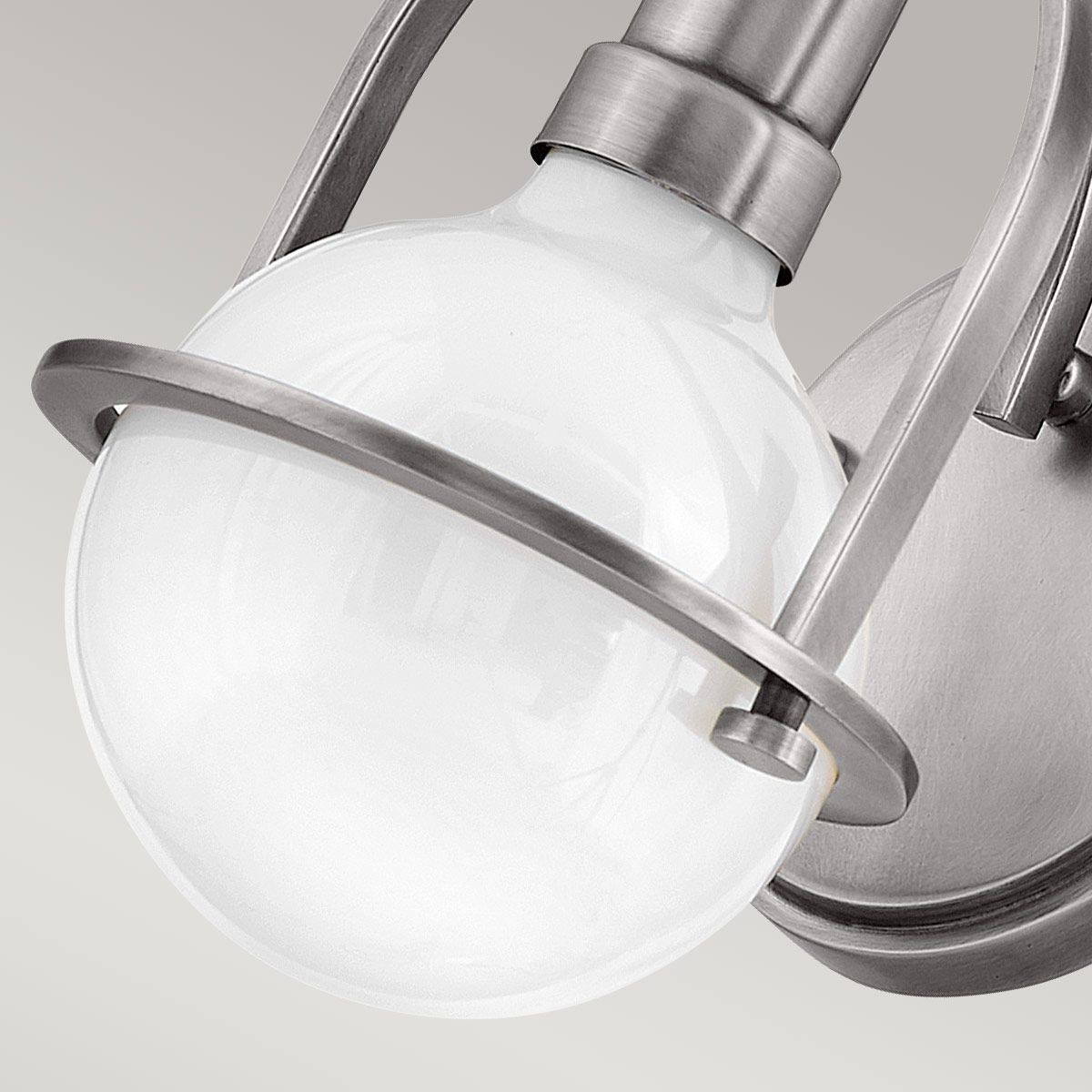 Quintiesse Somerset Single Wall Light - White Glass - Brushed Nickel