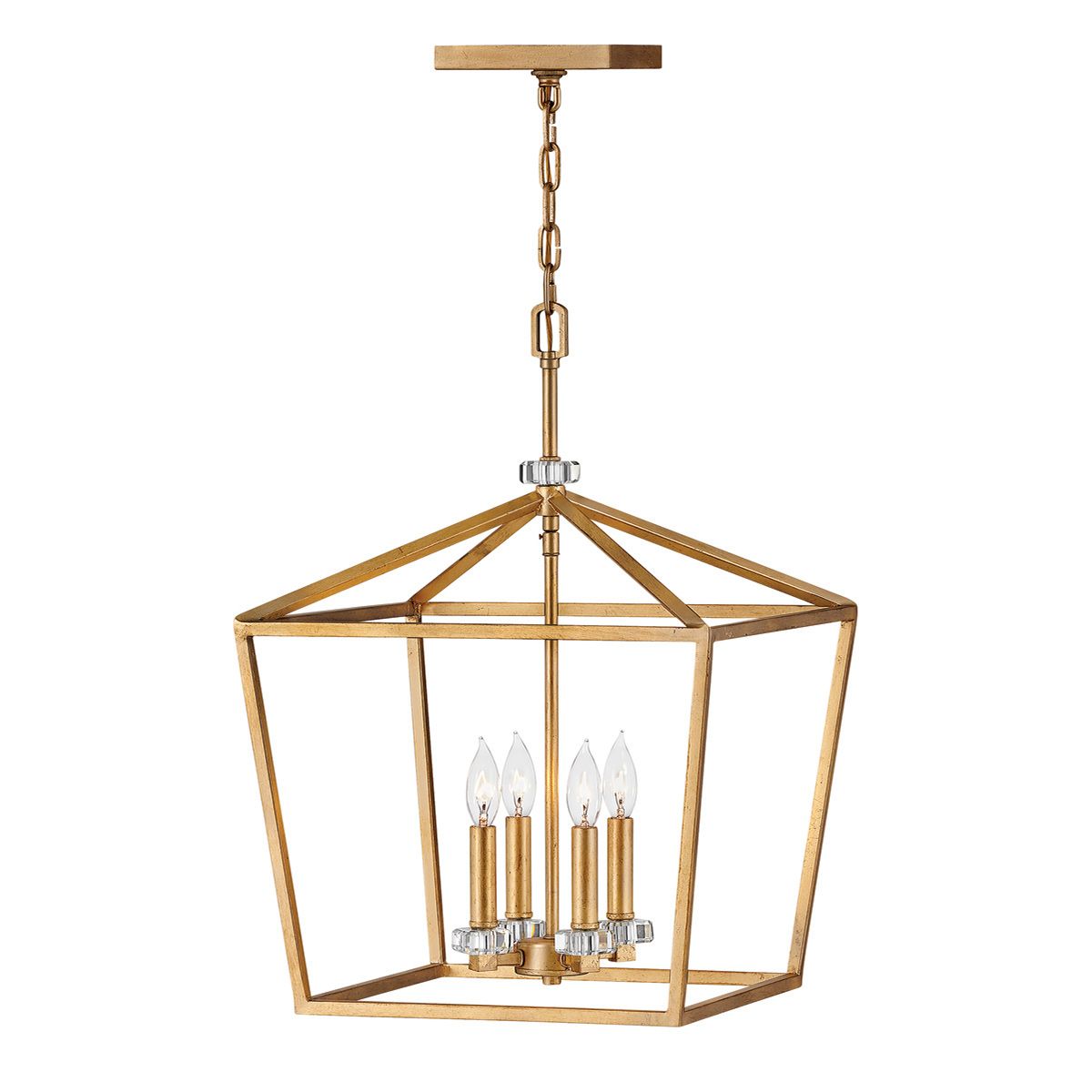 Quintiesse Stinson 4 Light Large Pendant / Semi-Flush - Distressed Brass