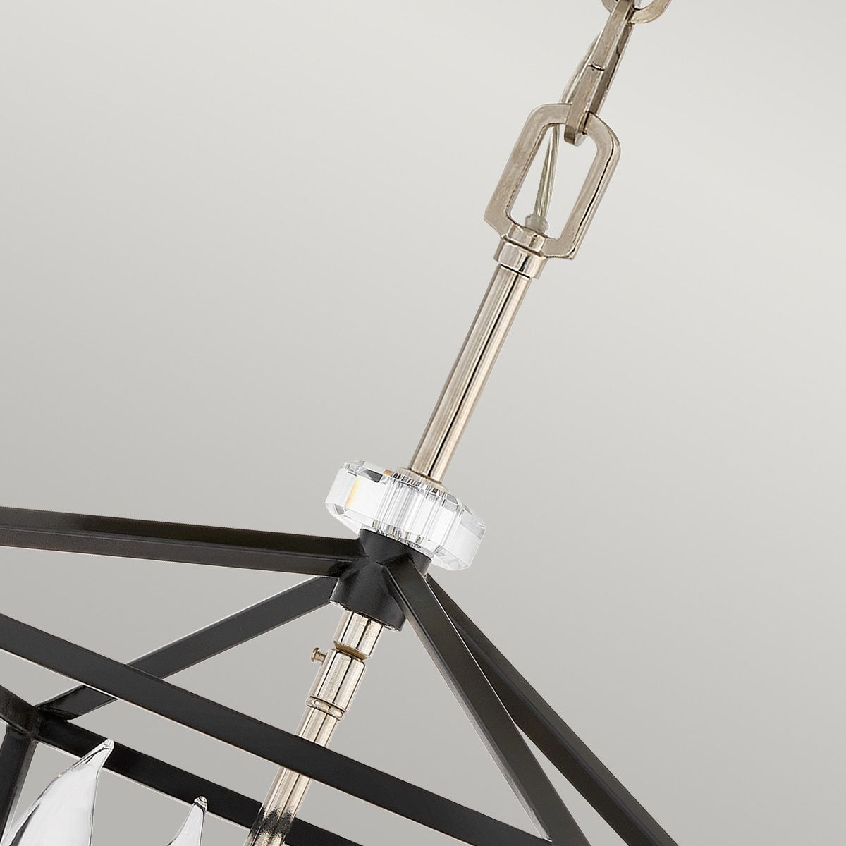 Quintiesse Stinson 4 Light Medium Pendant / Semi-Flush - Black with Polished Nickel