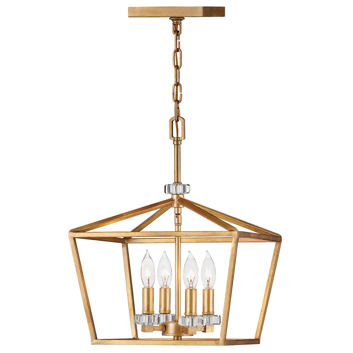 Quintiesse Stinson 4 Light Medium Pendant / Semi-Flush - Distressed Brass