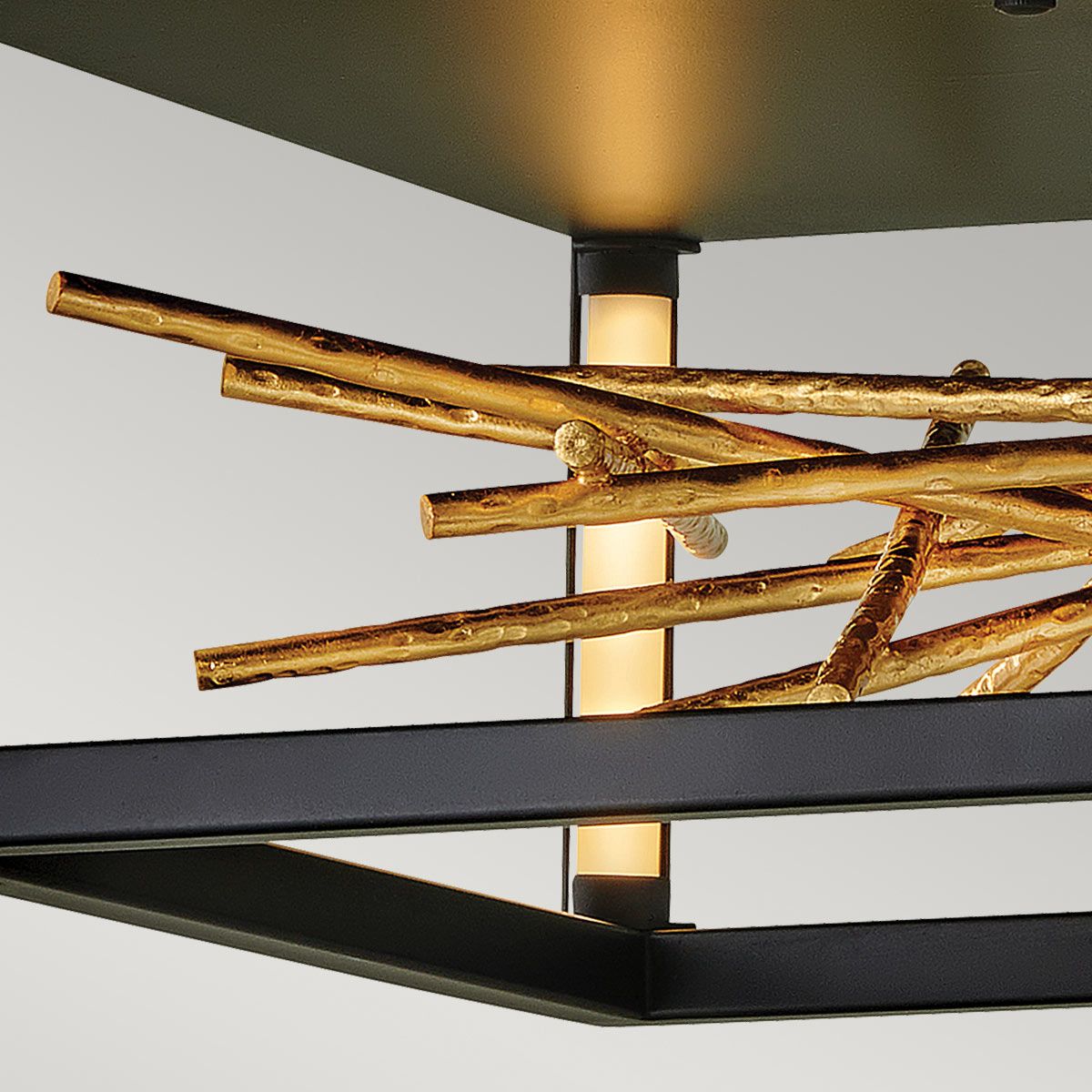 Quintiesse Styx LED Flush Fitting - Black & Gilded Gold