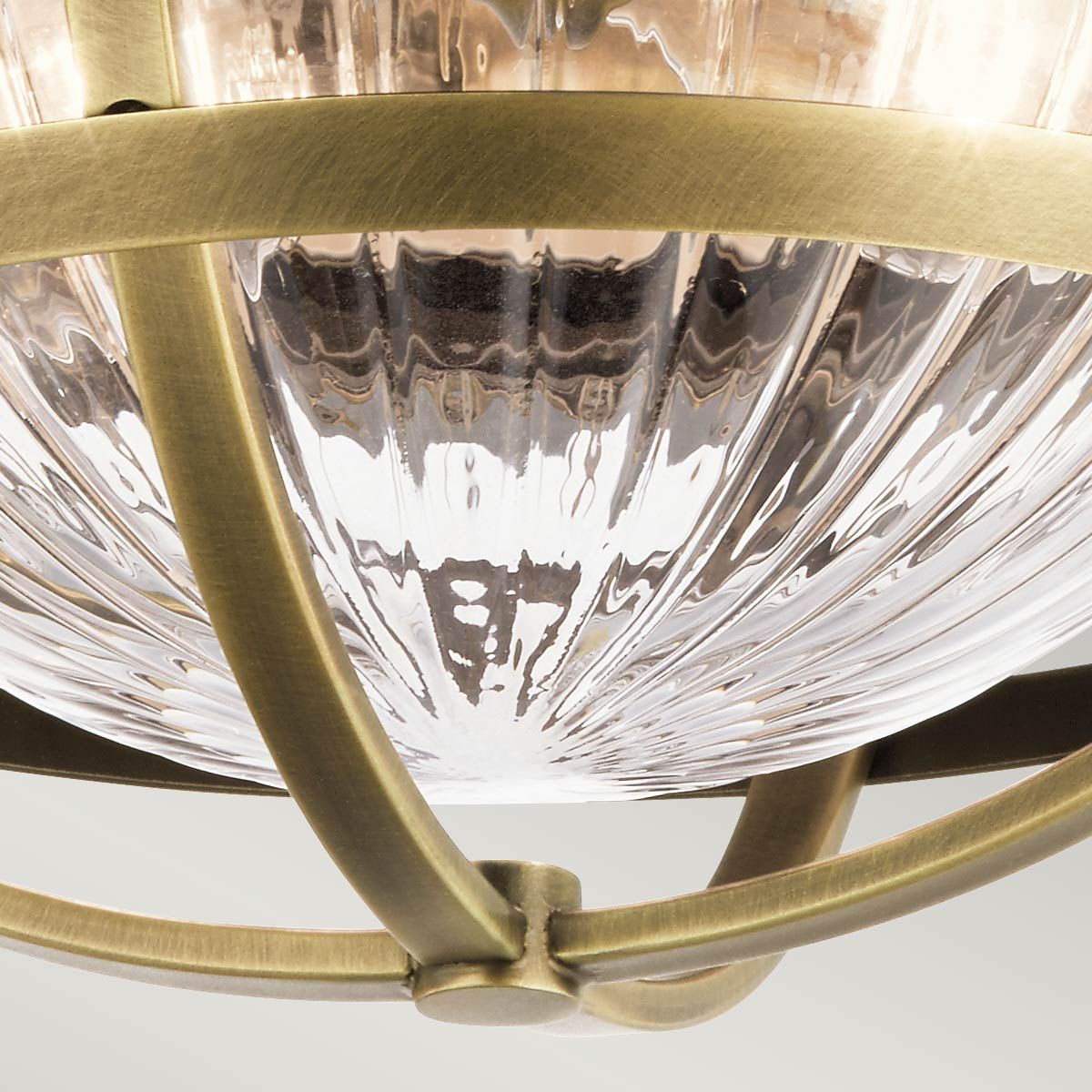 Quintiesse Tollis 2 Light Flush Fitting - Natural Brass & White