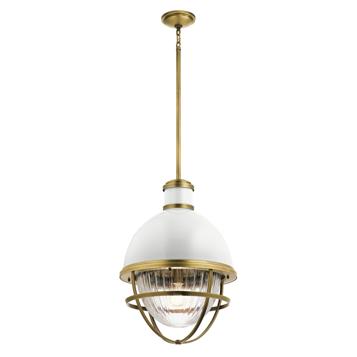 Quintiesse Tollis Single Pendant - Natural Brass & White
