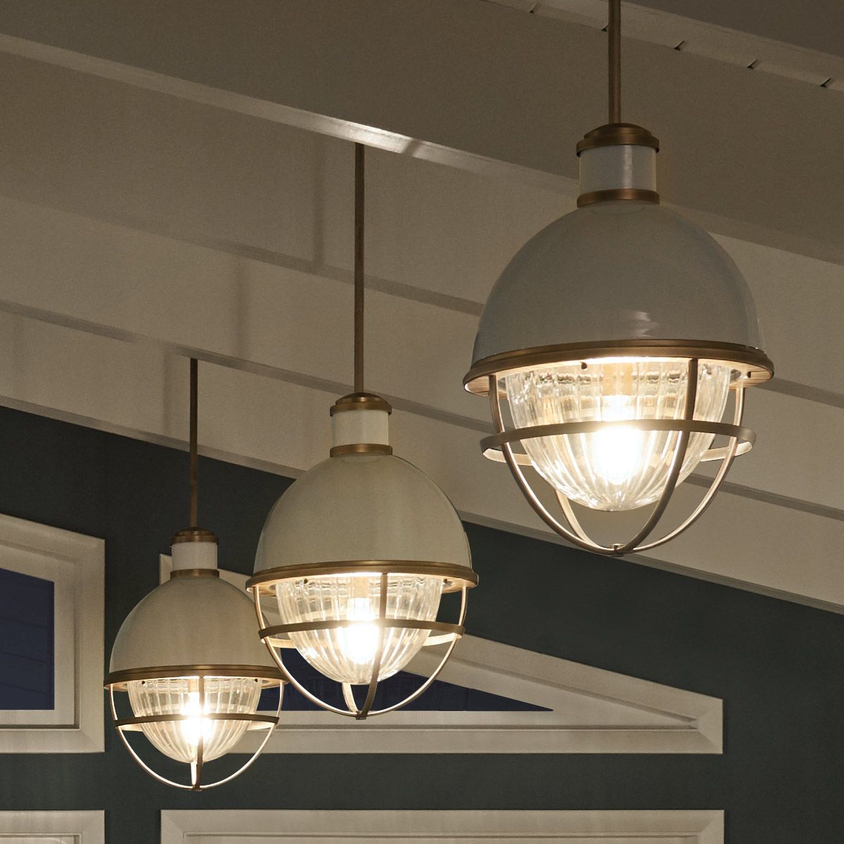 Quintiesse Tollis Single Pendant - Natural Brass & White