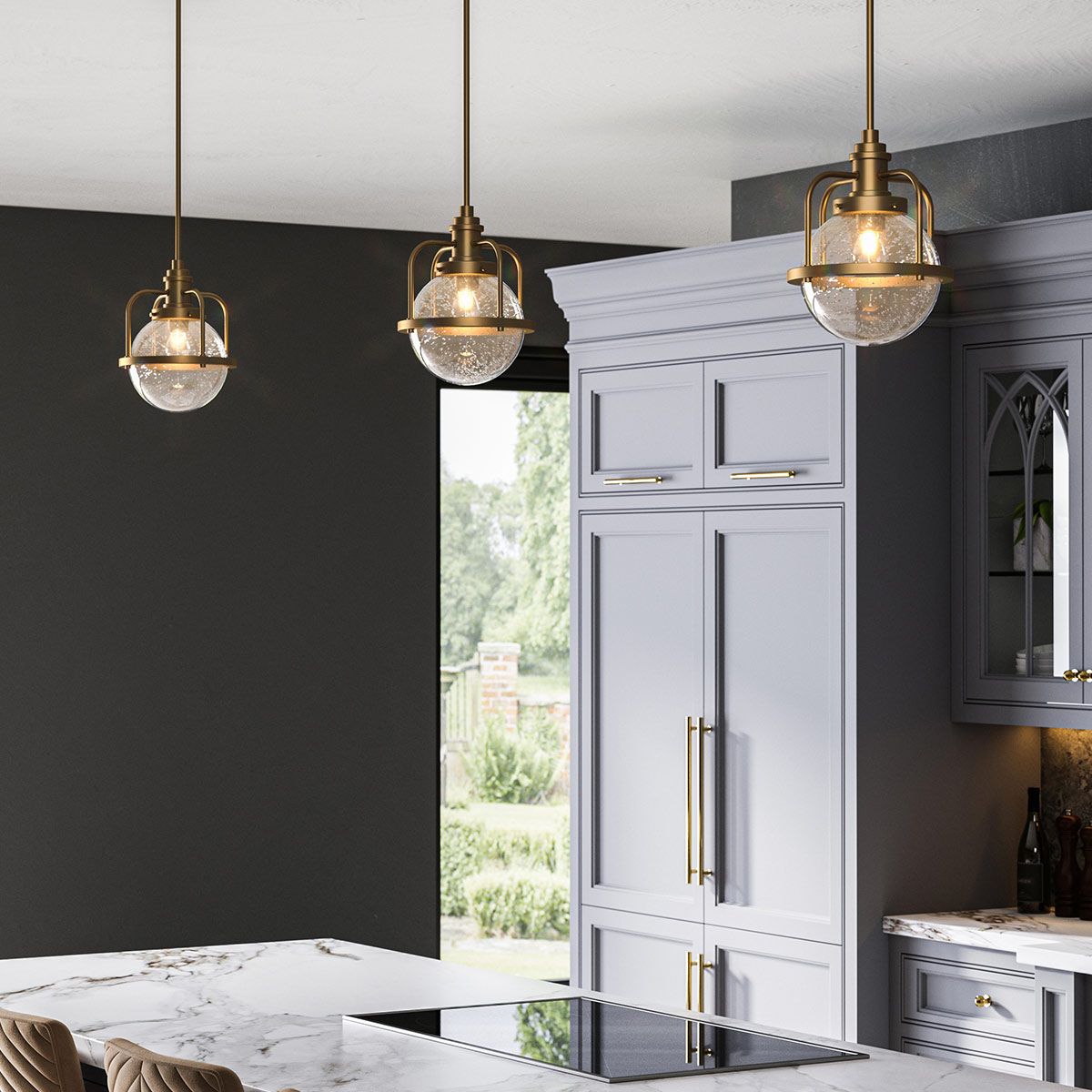 Quintiesse Triocent Single Bathroom Pendant / Semi-Flush - Natural Brass