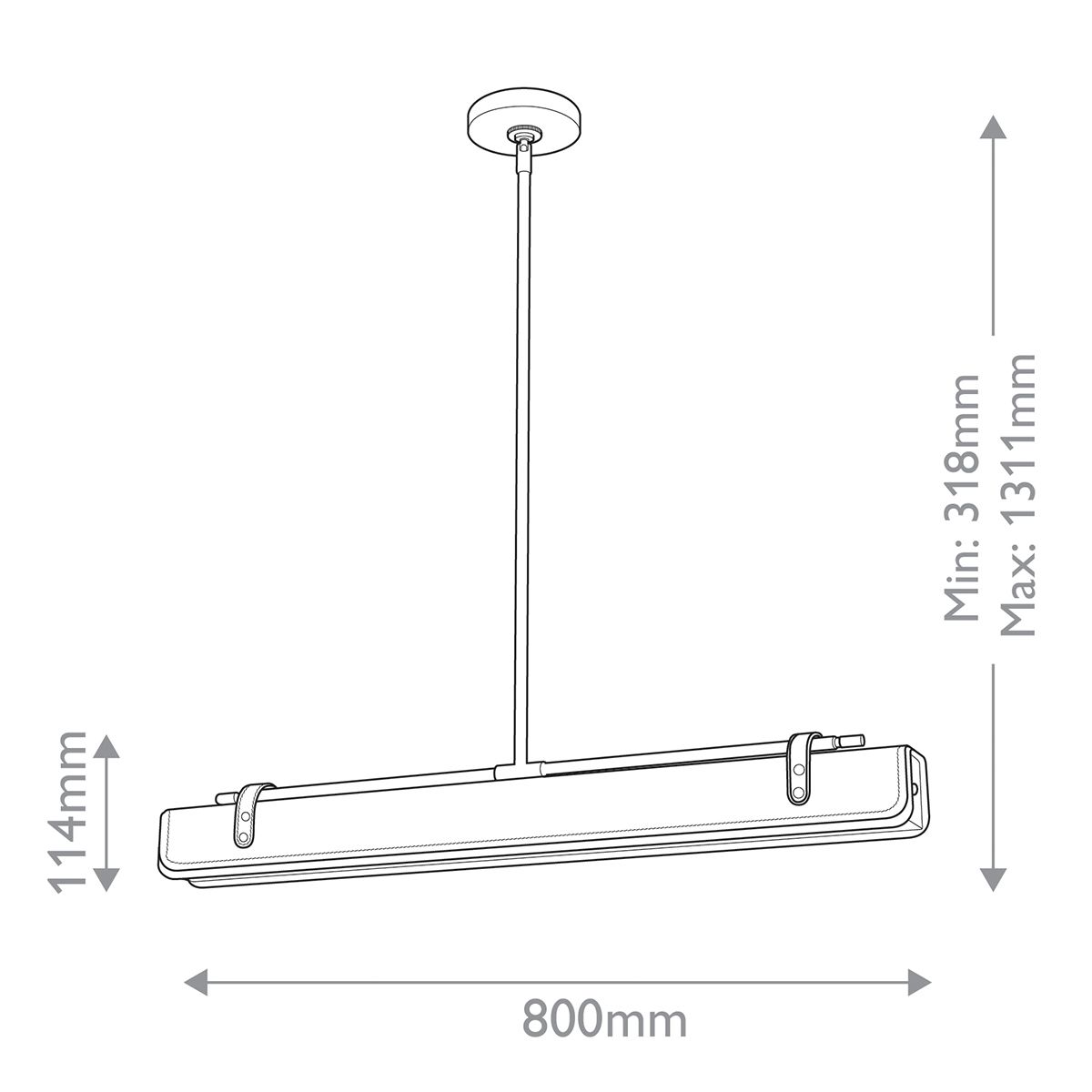 Quintiesse Valise LED Linear Pendant - Vintage Brass & Tuxedo Leather