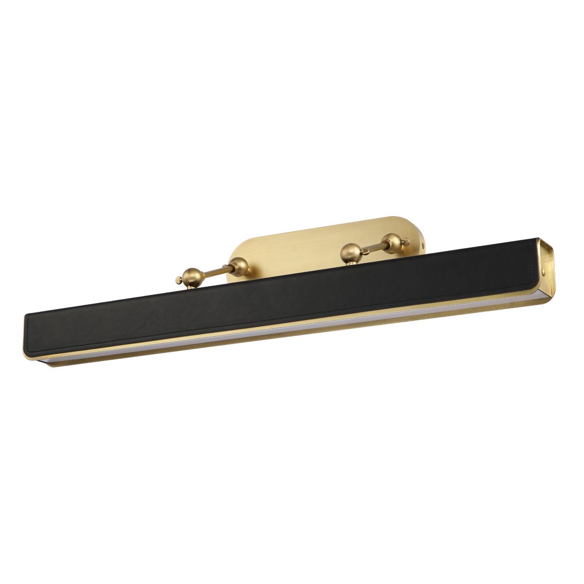 Quintiesse Valise Large LED Picture Light - Vintage Brass & Tuxedo Leather