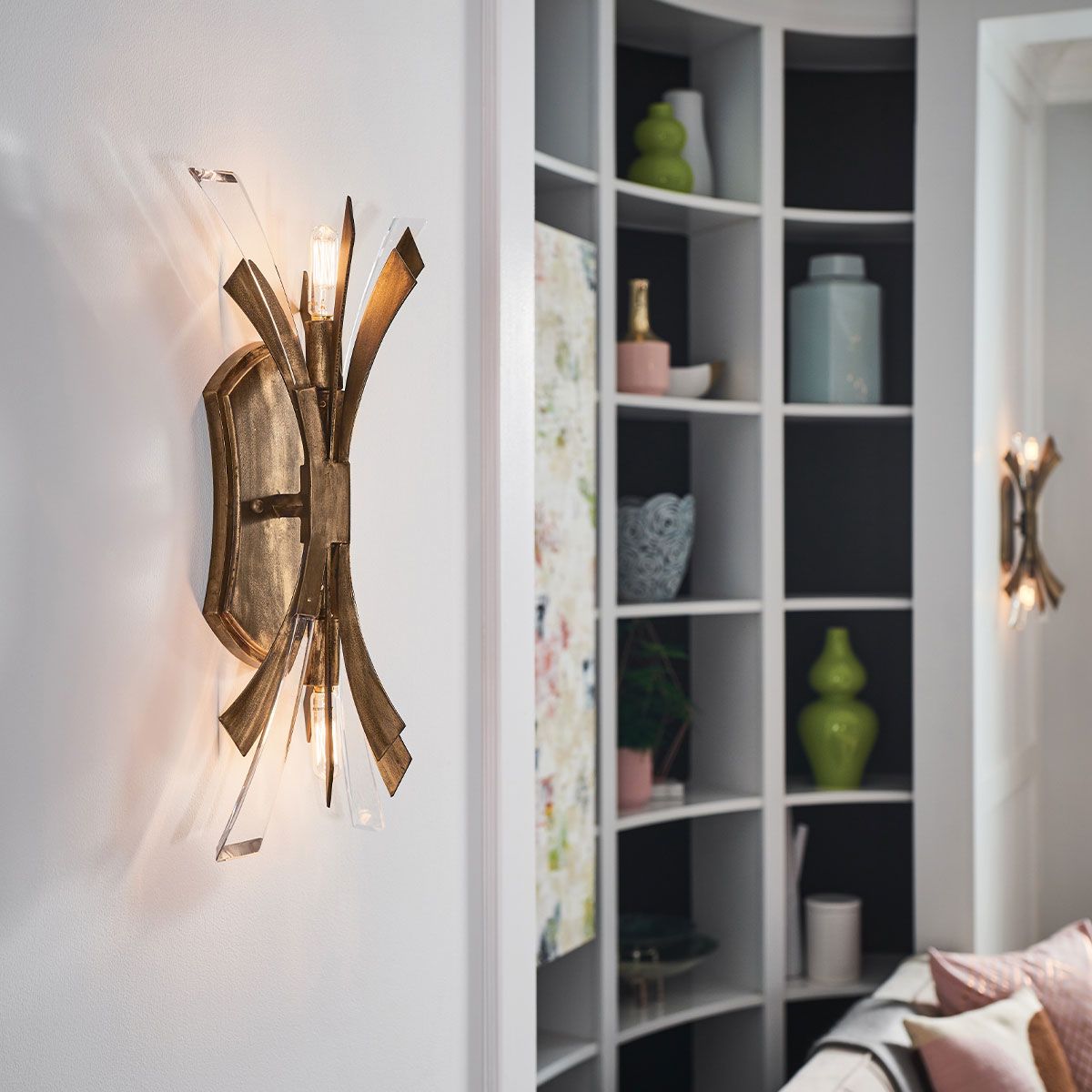 Quintiesse Vida 2 Light Wall Light - Burnished Gold