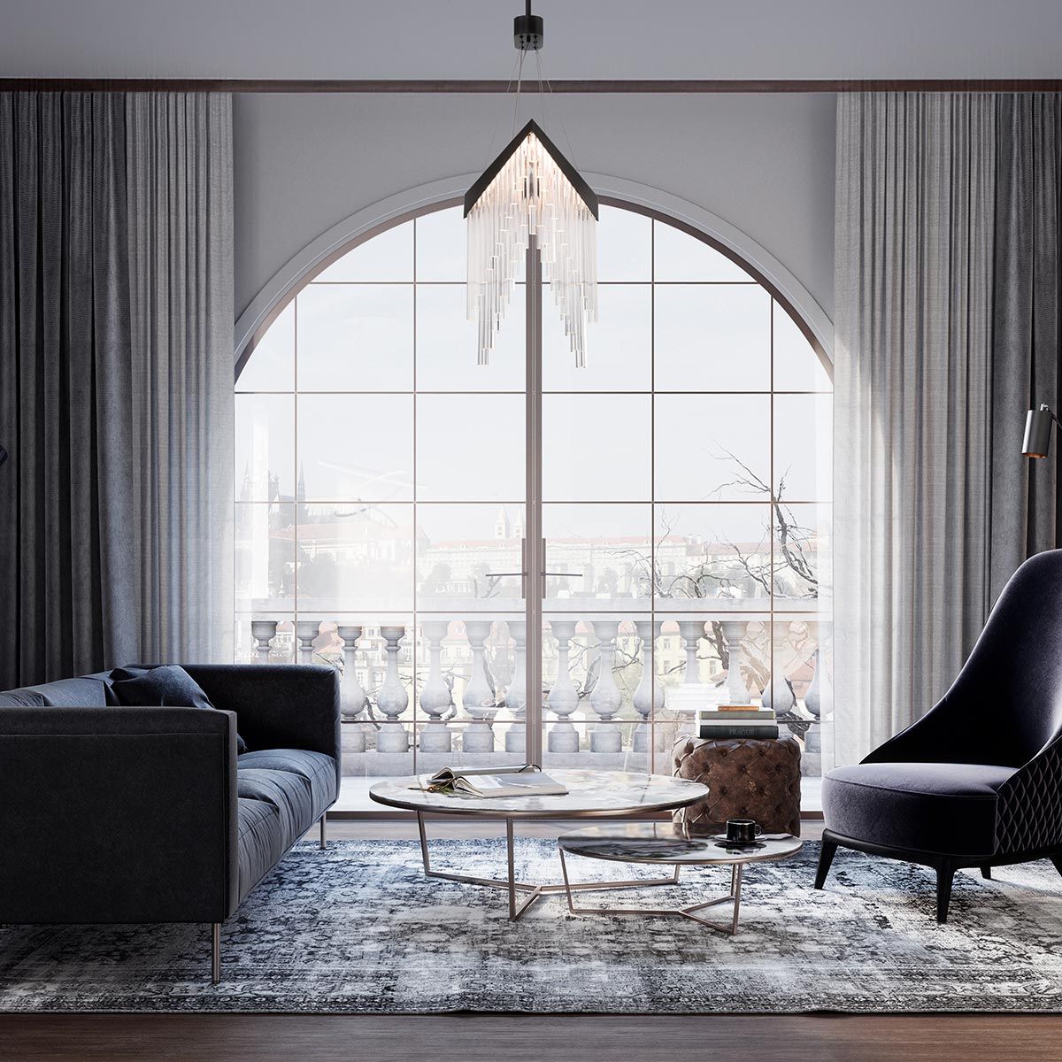 Quintiesse Vivien Chandelier - Matte Black