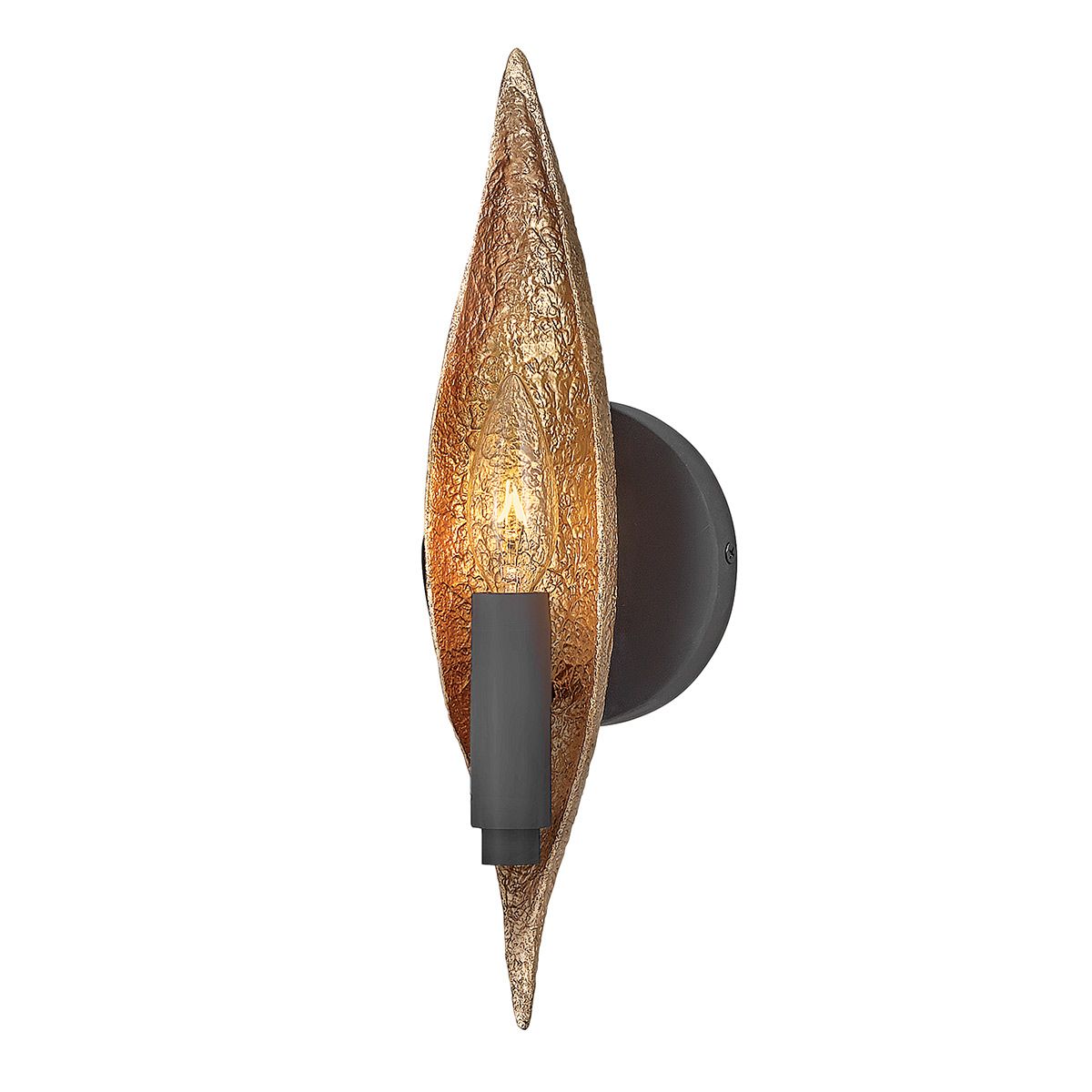 Quintiesse Willow Single Wall Light - Carbon Black with Deluxe Gold