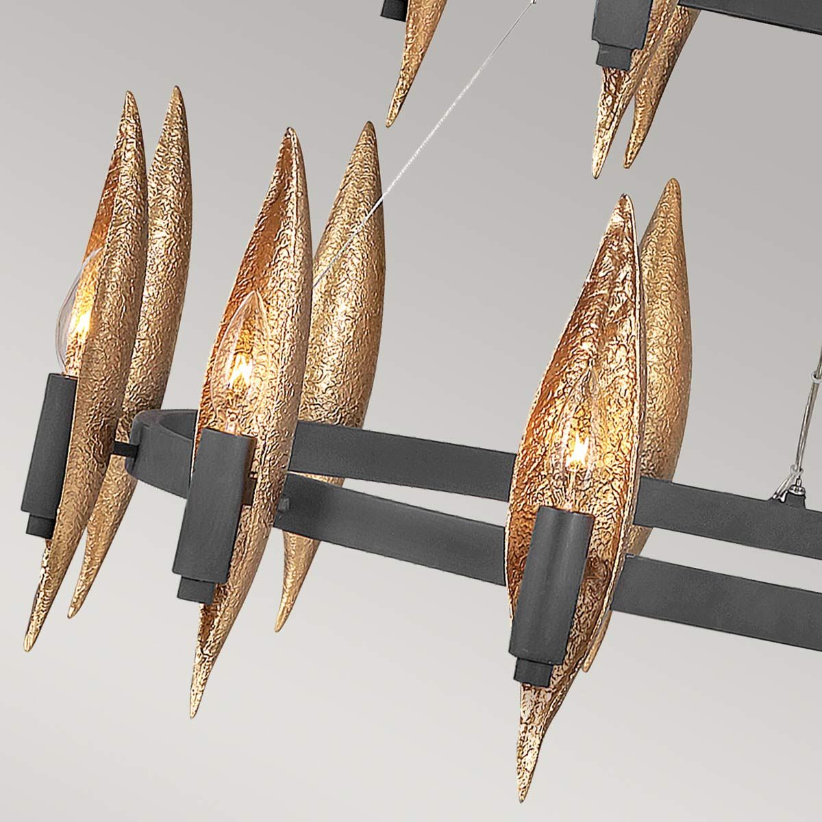 Quintiesse Willow 18 Light Chandelier - Carbon Black with Deluxe Gold