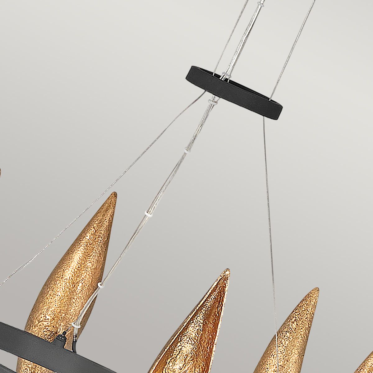 Quintiesse Willow 6 Light Chandelier - Carbon Black with Deluxe Gold