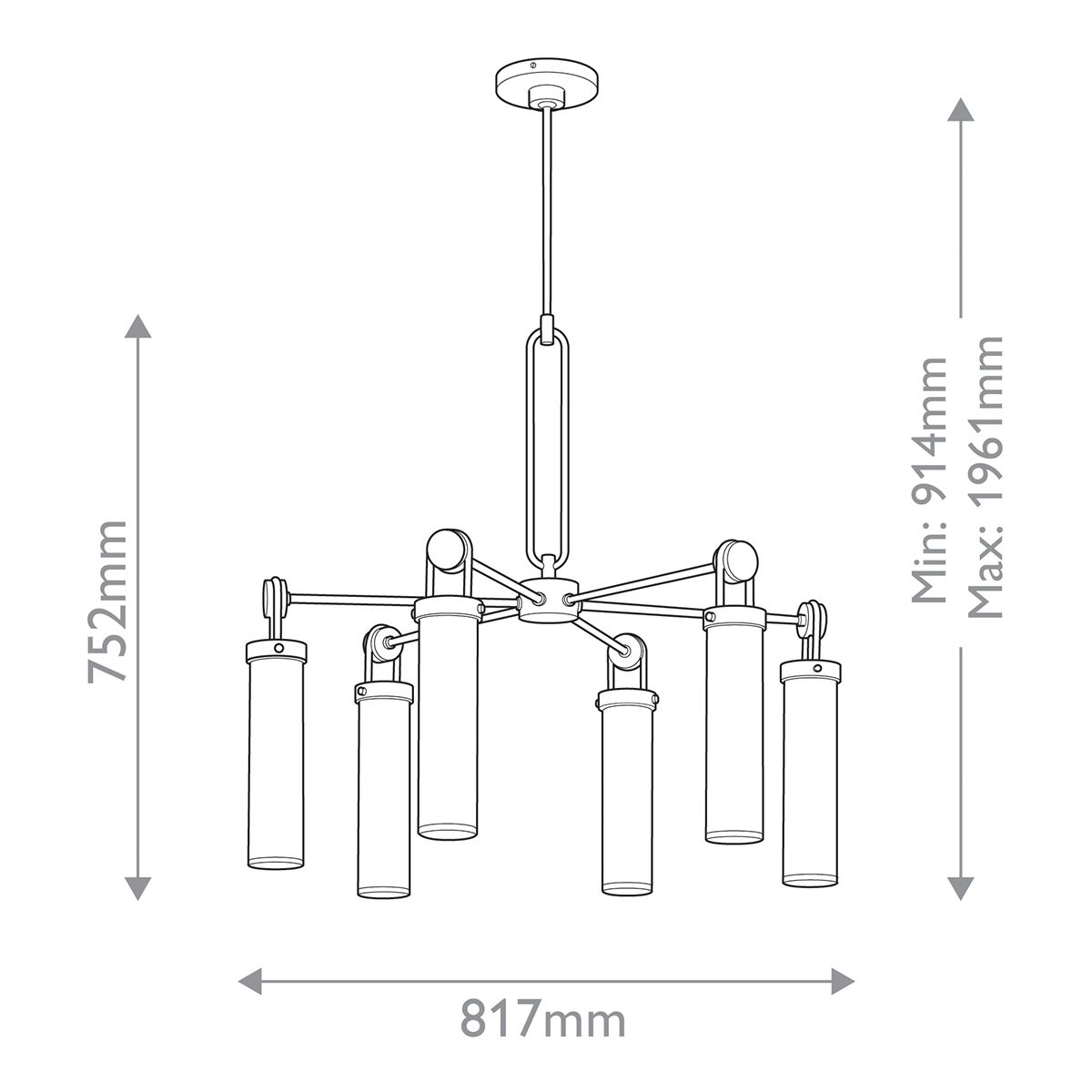 Quintiesse Wynwood 6 Light Chandelier - Vintage Brass