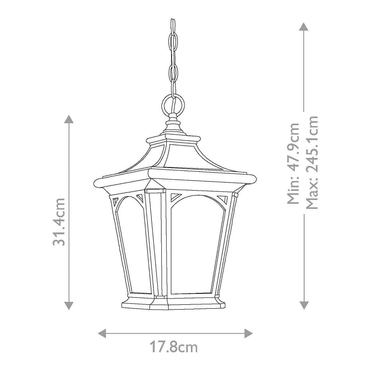Quoizel Bedford Single Small Chain Lantern - Mystic Black
