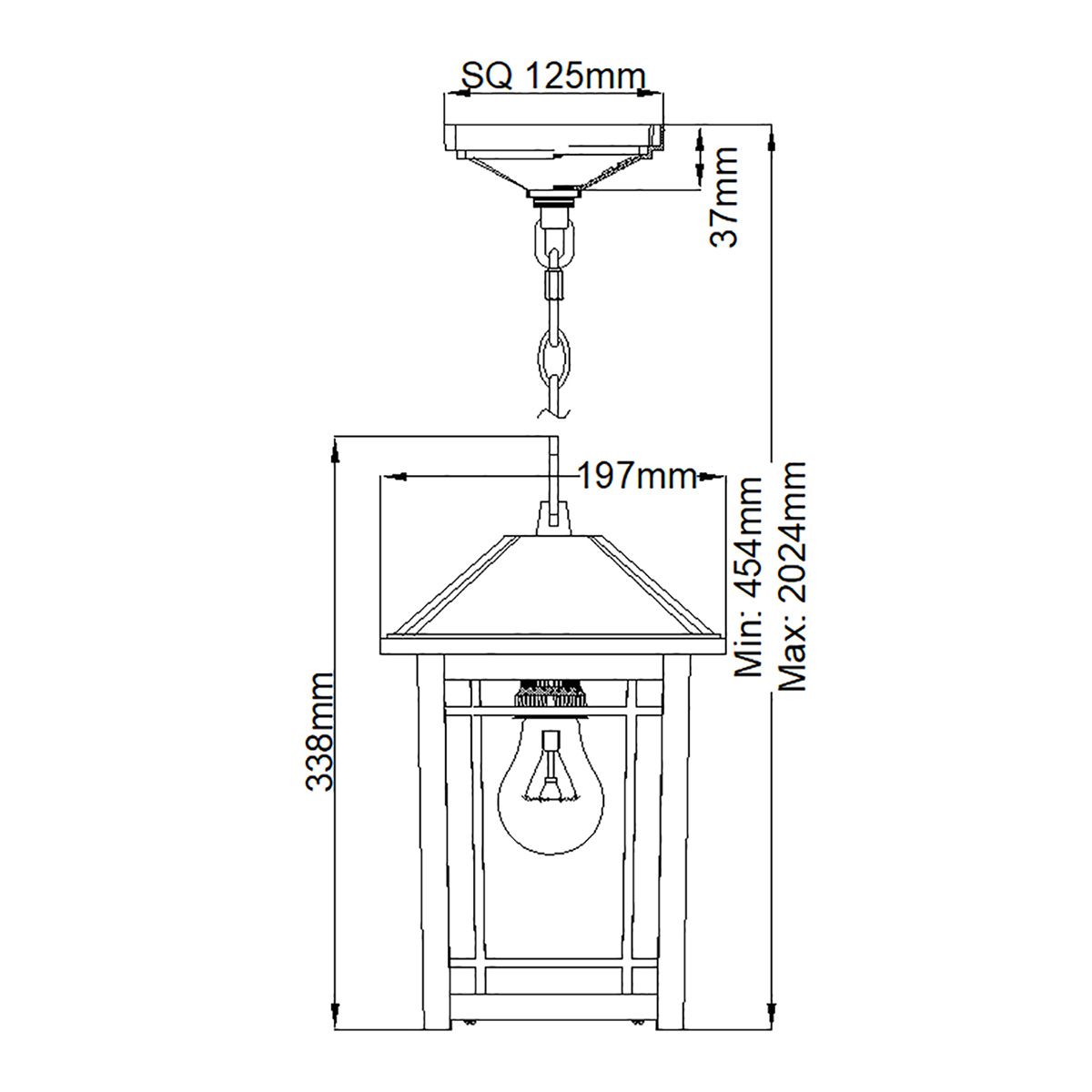 Quoizel Cedar Point Single Chain Lantern - Black