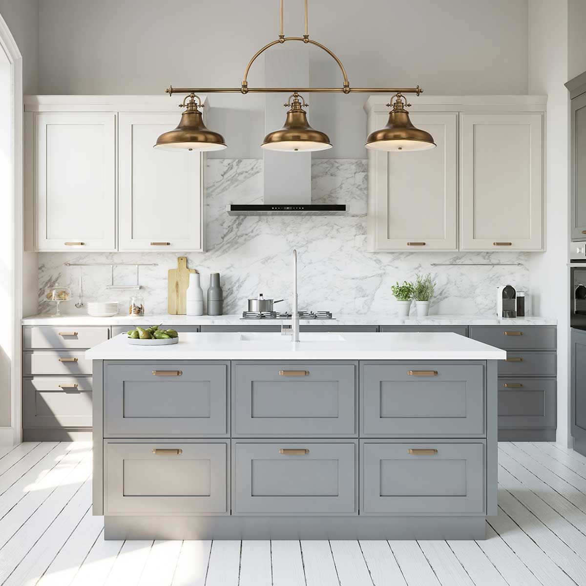 Quoizel Emery 3 Light Island Chandelier - Weathered Brass