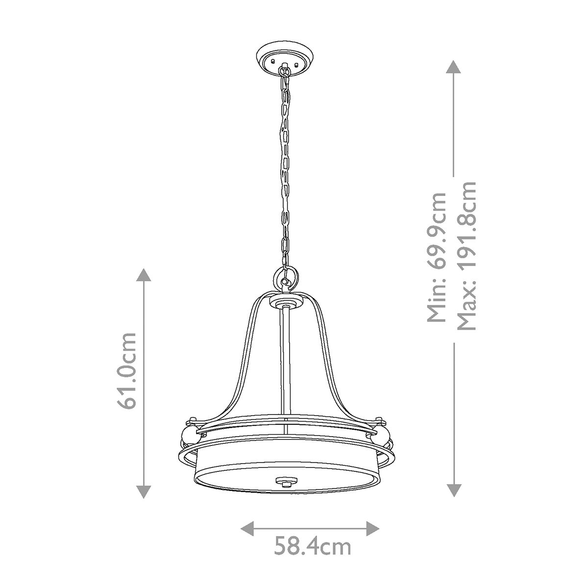 Quoizel Uptown Gotham 4 Light Pendant - Imperial Silver