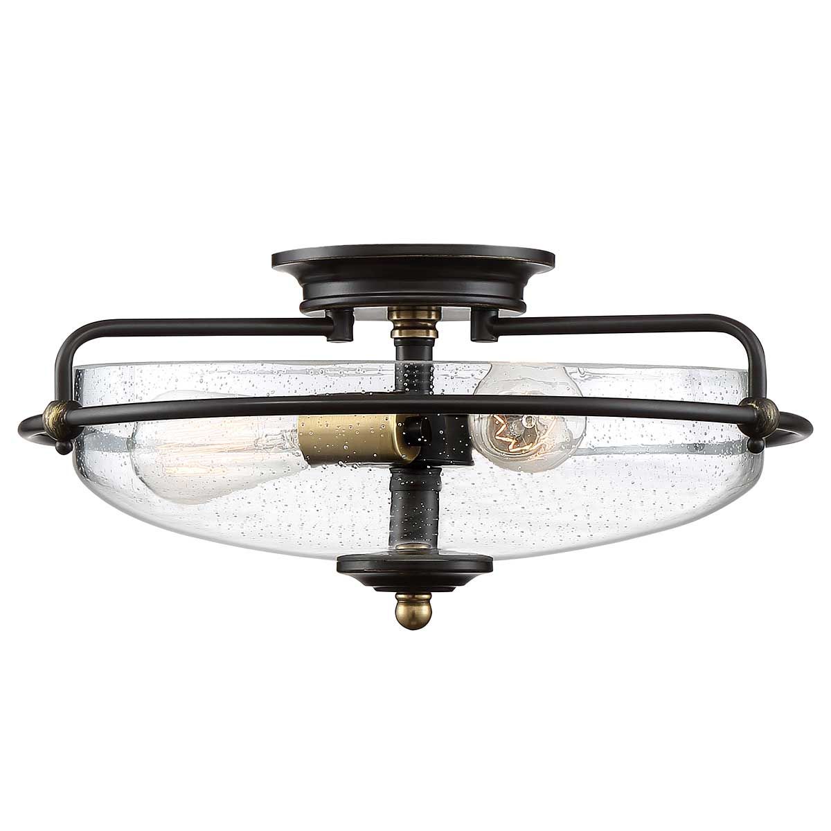 Quoizel Griffin 3 Light Flush Fitting - Palladian Bronze & Weathered Brass