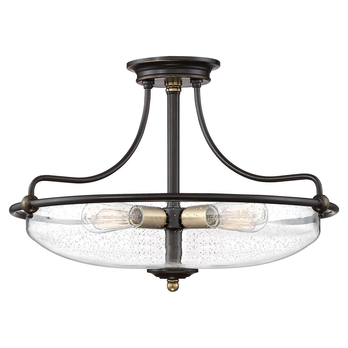 Quoizel Griffin 3 Light Medium Semi-Flush Fitting - Palladian Bronze & Weathered Brass
