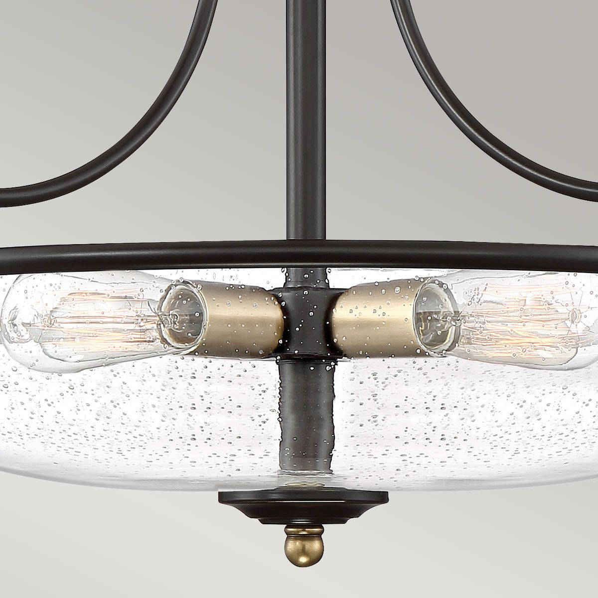 Quoizel Griffin 3 Light Medium Semi-Flush Fitting - Palladian Bronze & Weathered Brass