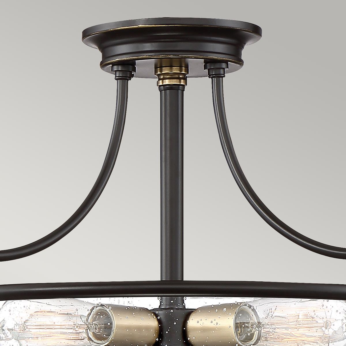 Quoizel Griffin 3 Light Small Semi-Flush Fitting - Palladian Bronze & Weathered Brass