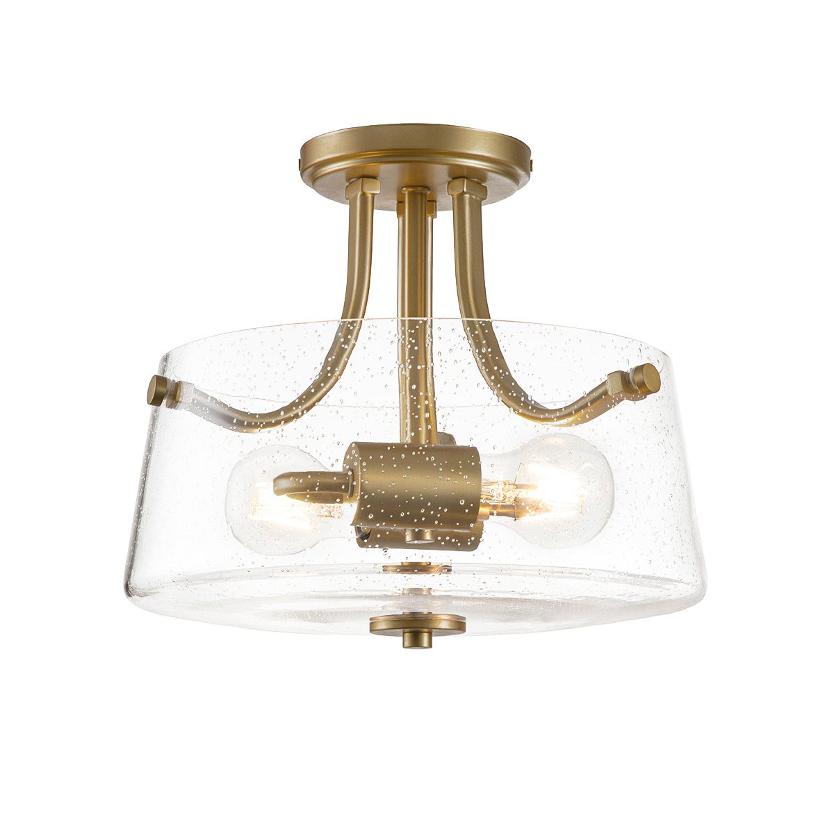 Quoizel Hollister 2 Light Semi-Flush Fitting - Brushed Brass