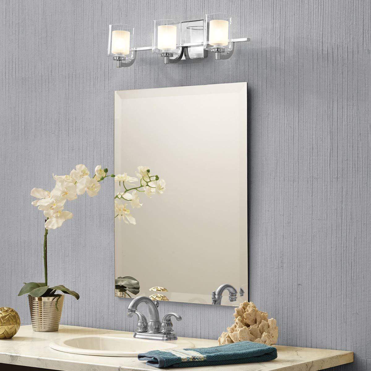 Quoizel Kolt 3 Light Bathroom Wall Light - Polished Chrome