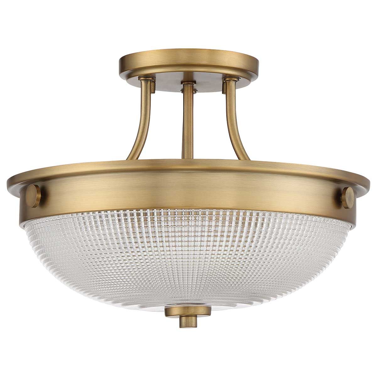 Quoizel Mantle 2 Light Semi-Flush Fitting - Weathered Brass