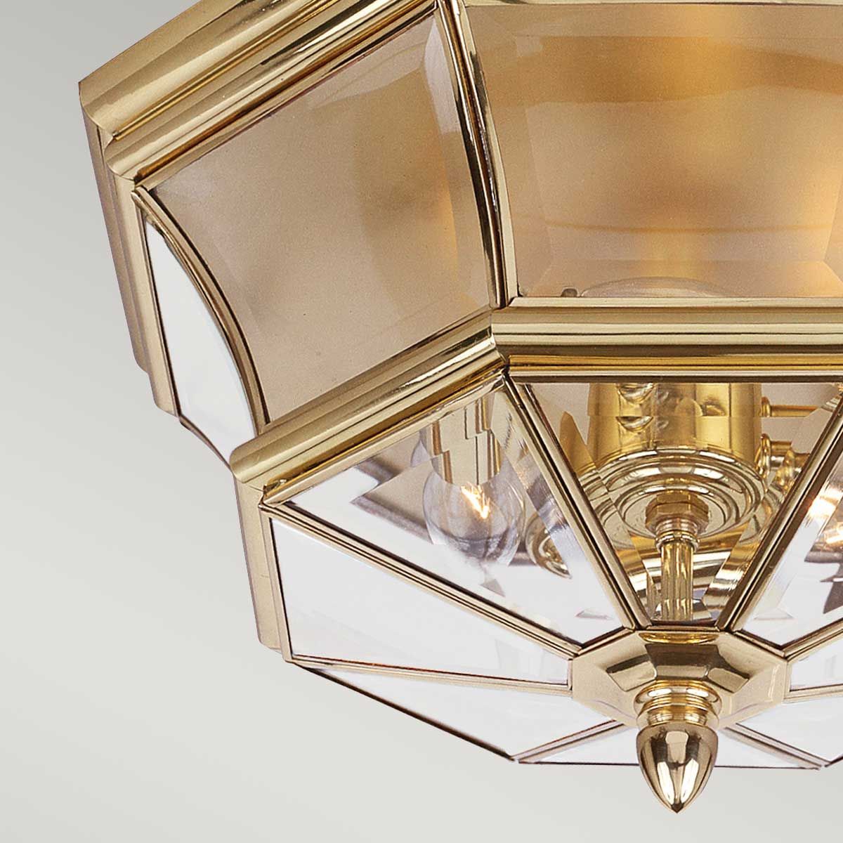 Quoizel Newbury 3 Light Flush Fitting - Polished Brass