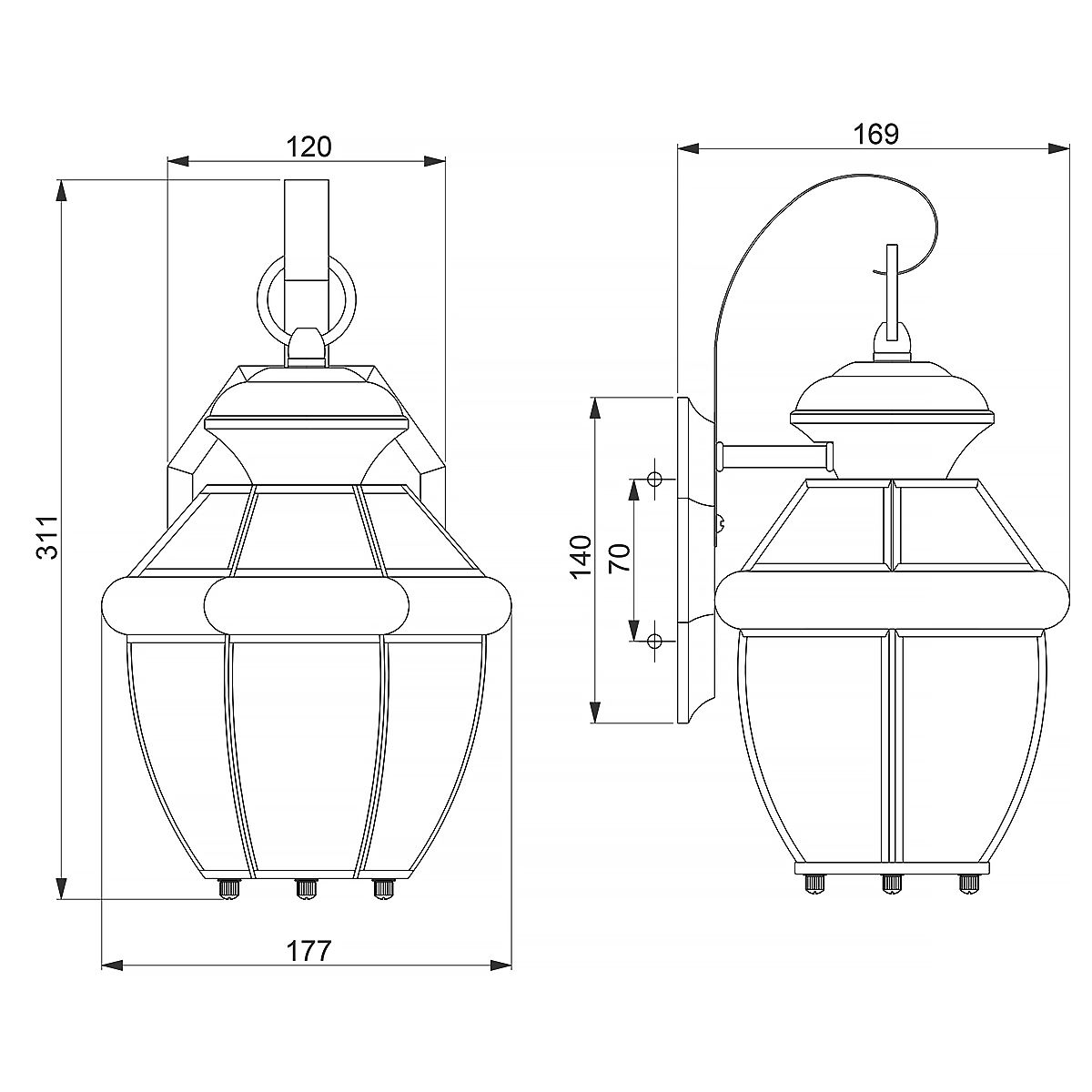 Quoizel Newbury Single Small Wall Lantern - Polished Brass
