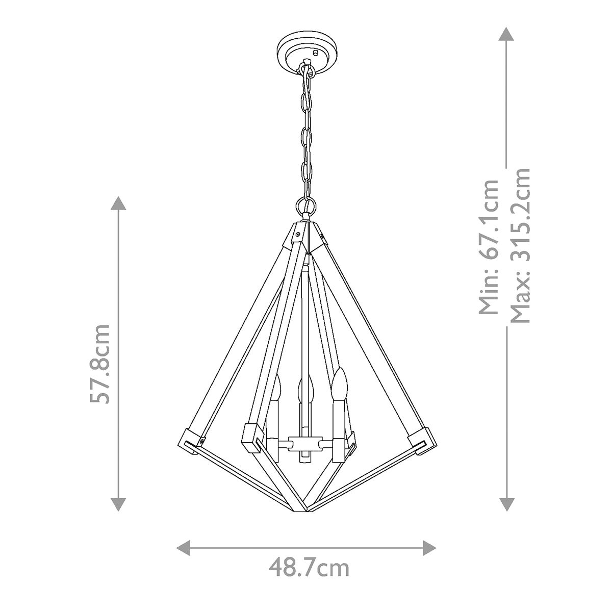 Quoizel View Point 3 Light Chandelier - Weathered Brass
