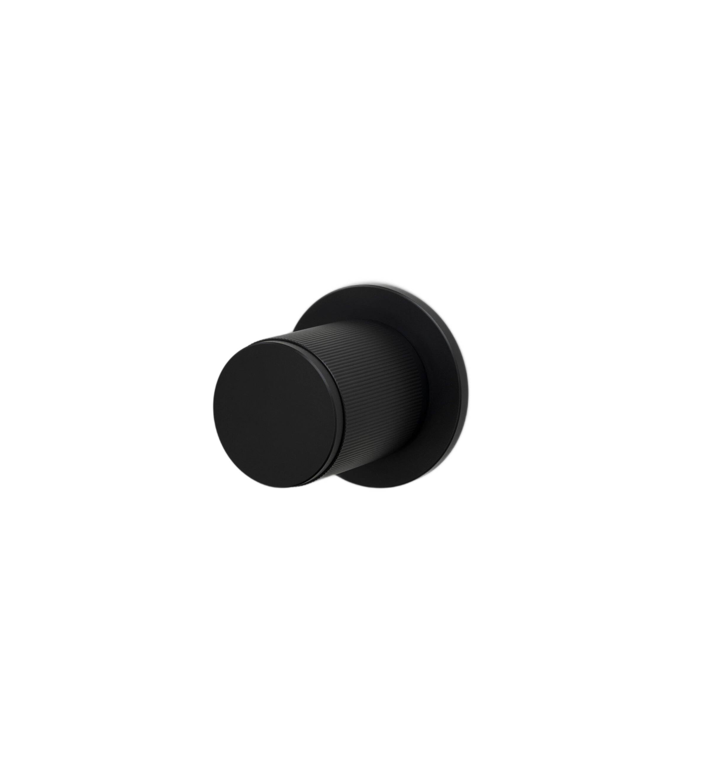 Buster + Punch Door Knob Set Linear Knurl Black - product cutout white background