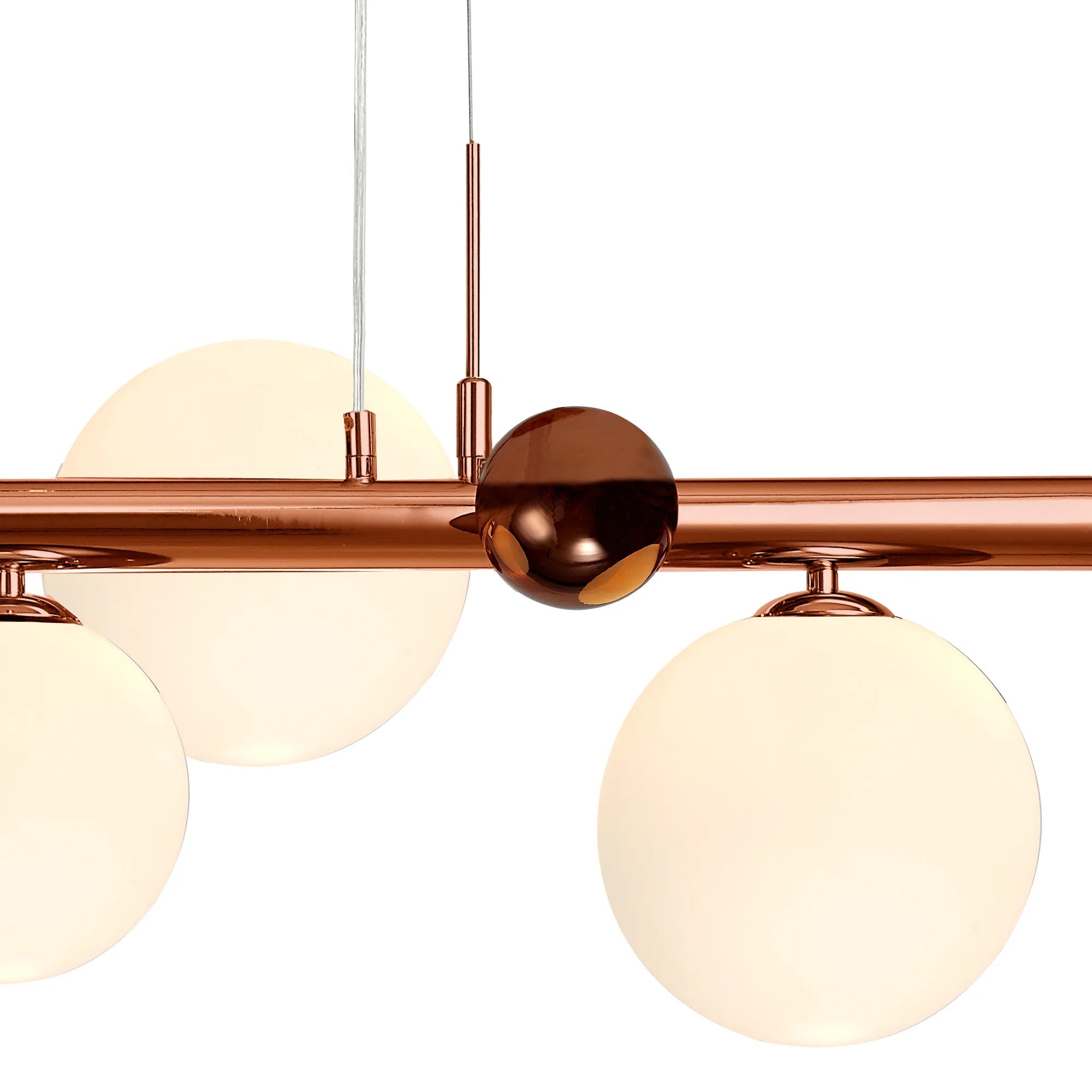 Fabula Roding 7 Light Linear Pendant - Antique Copper, Opal & Copper Glass