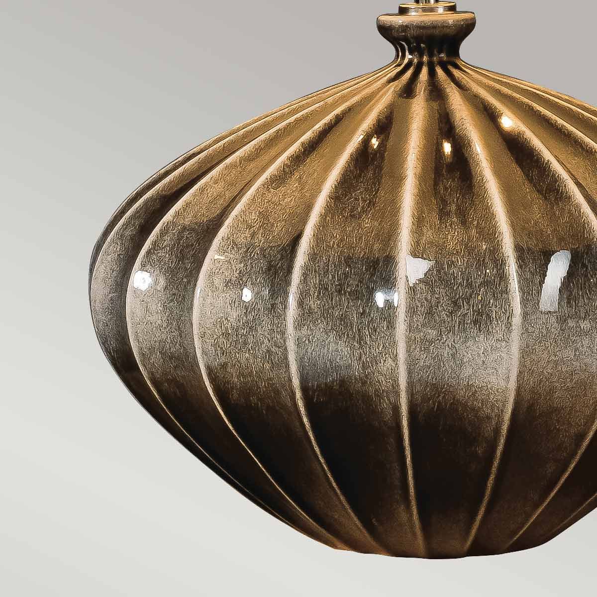 Elstead Ribbed Pumpkin Single Table Lamp - Brown & Black
