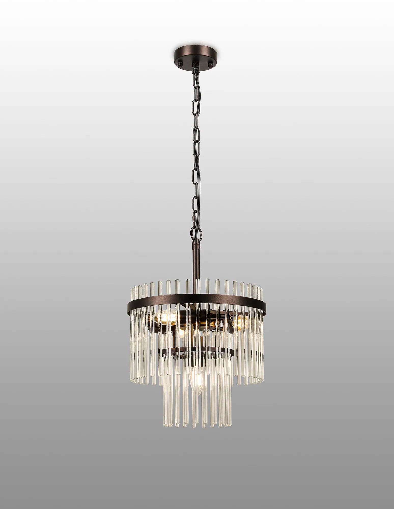 Robin 30cm Pendant & Semi Ceiling 4 Light - Brown Oxide & Clear Glass Rods
