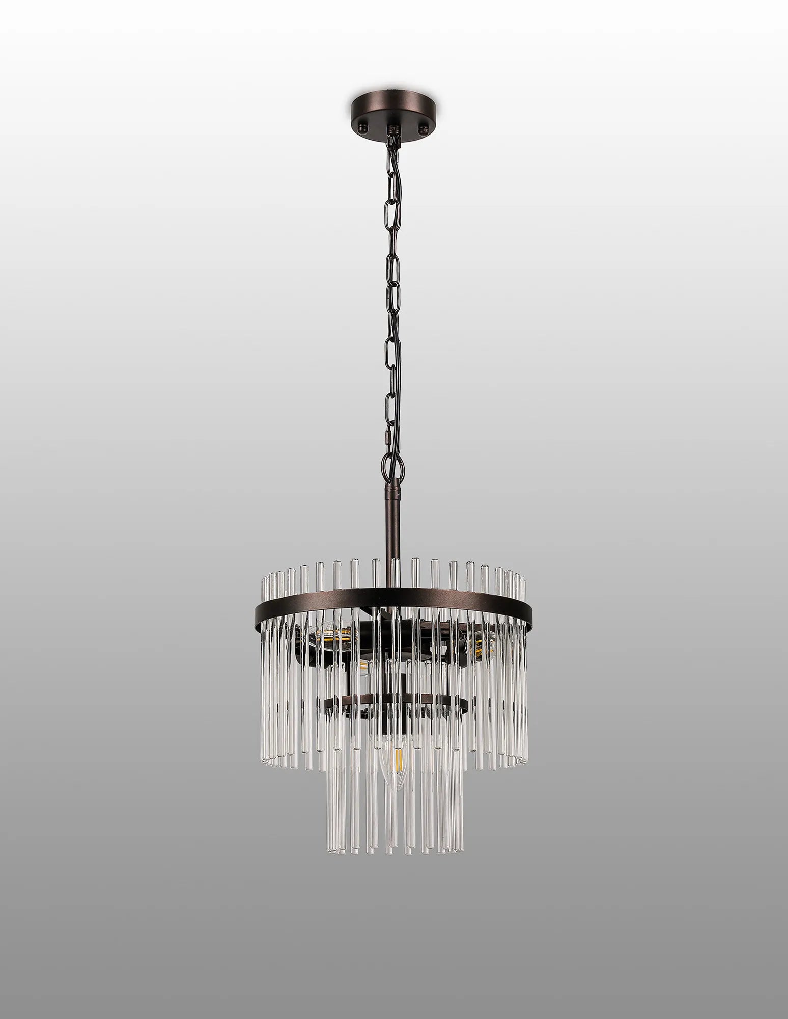 Robin 30cm Pendant & Semi Ceiling 4 Light - Brown Oxide & Clear Glass Rods