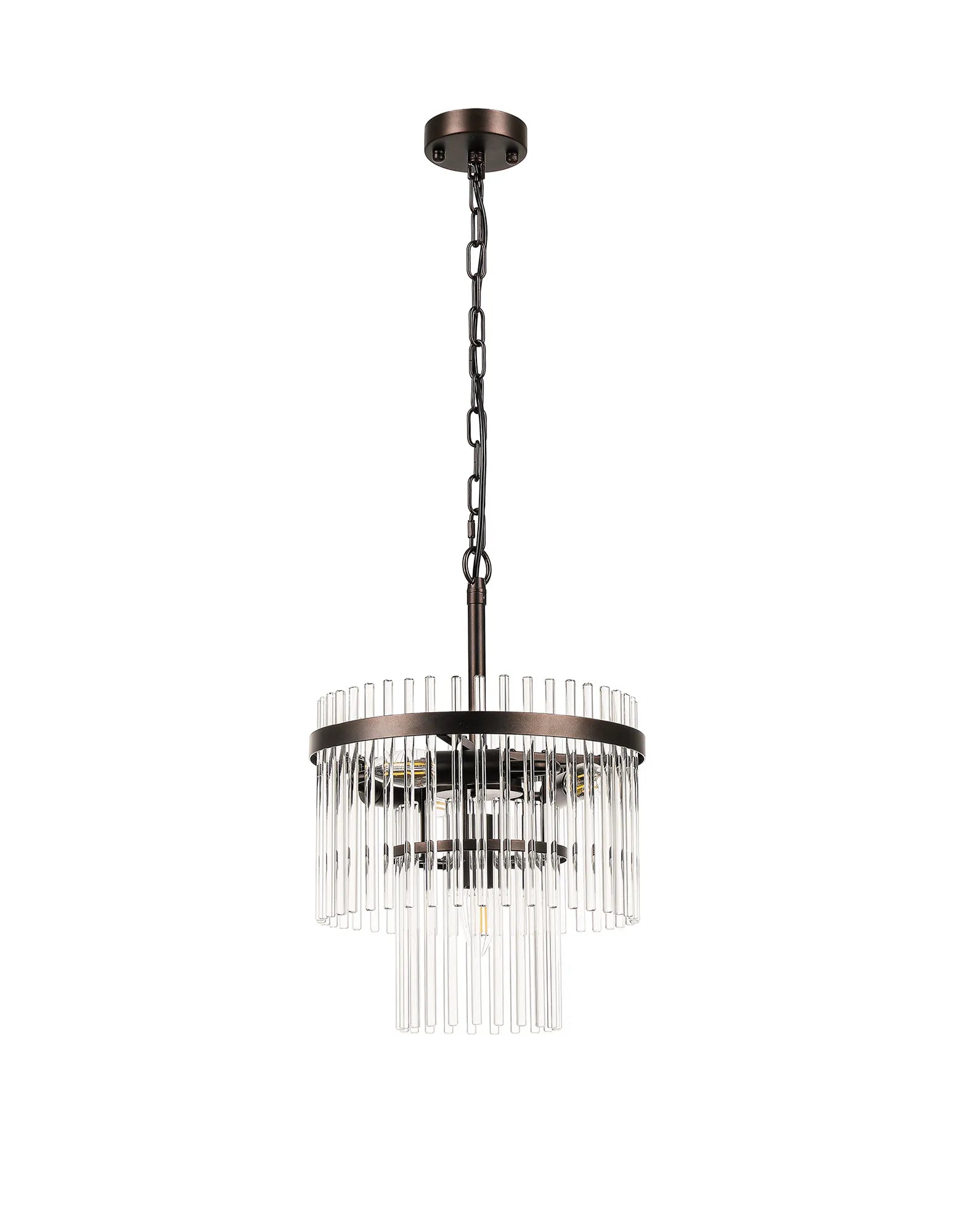 Robin 30cm Pendant & Semi Ceiling 4 Light - Brown Oxide & Clear Glass Rods