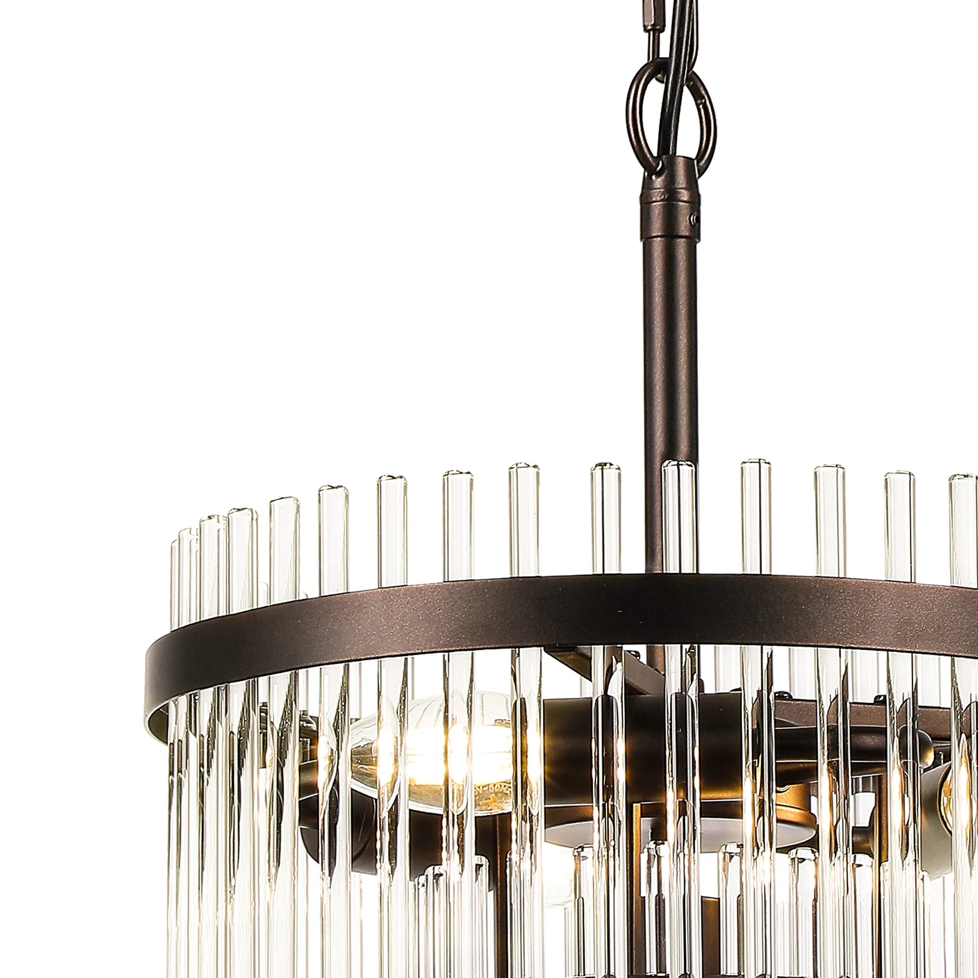 Robin 30cm Pendant & Semi Ceiling 4 Light - Brown Oxide & Clear Glass Rods