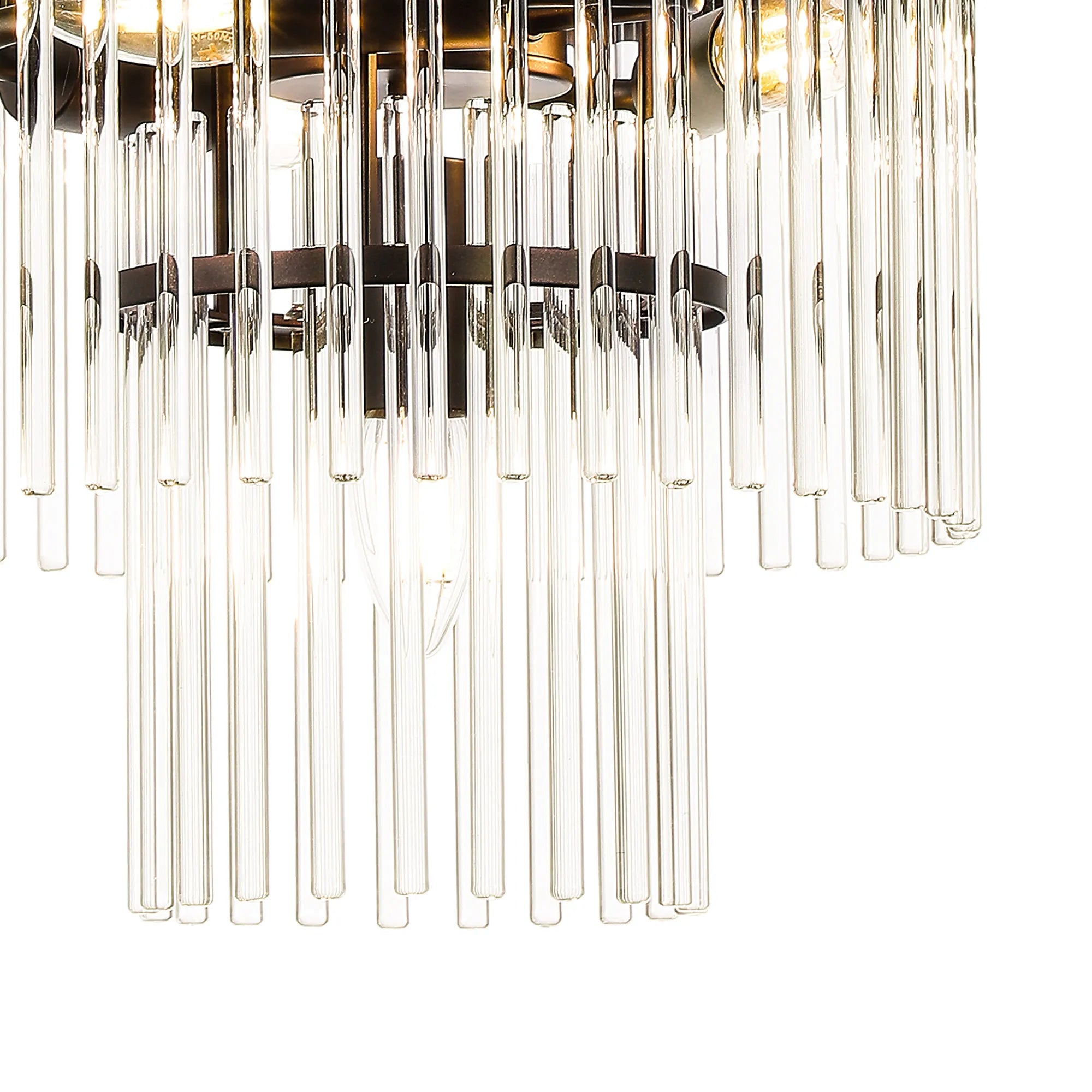 Robin 30cm Pendant & Semi Ceiling 4 Light - Brown Oxide & Clear Glass Rods