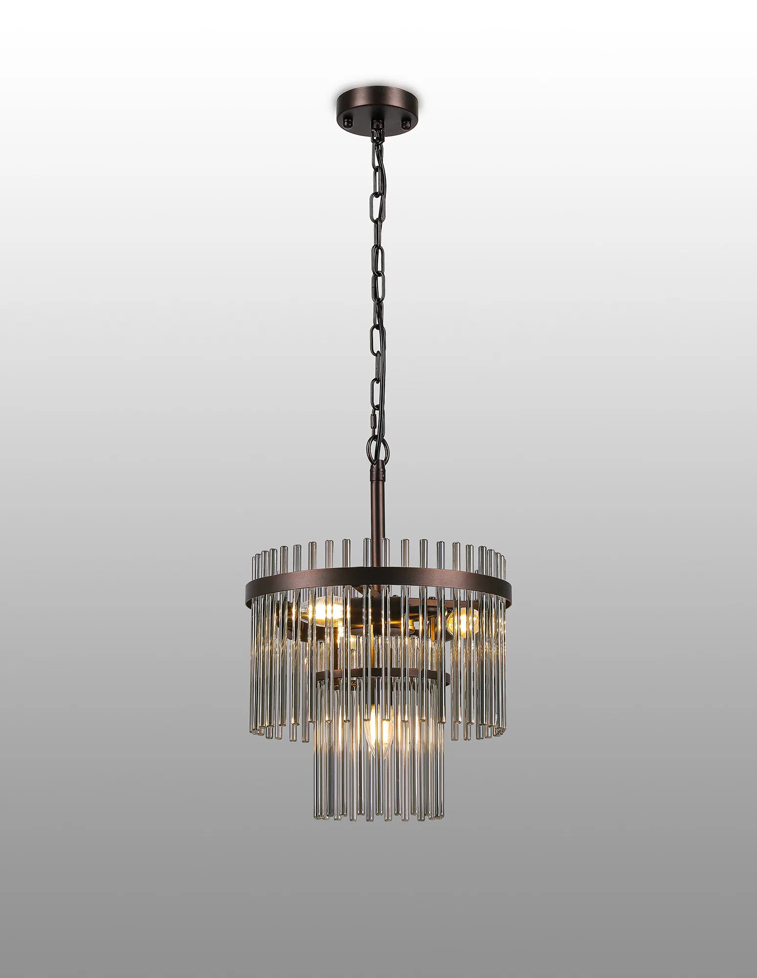 Robin 30cm Pendant & Semi Ceiling 4 Light - Brown Oxide & Smoke Glass Rods
