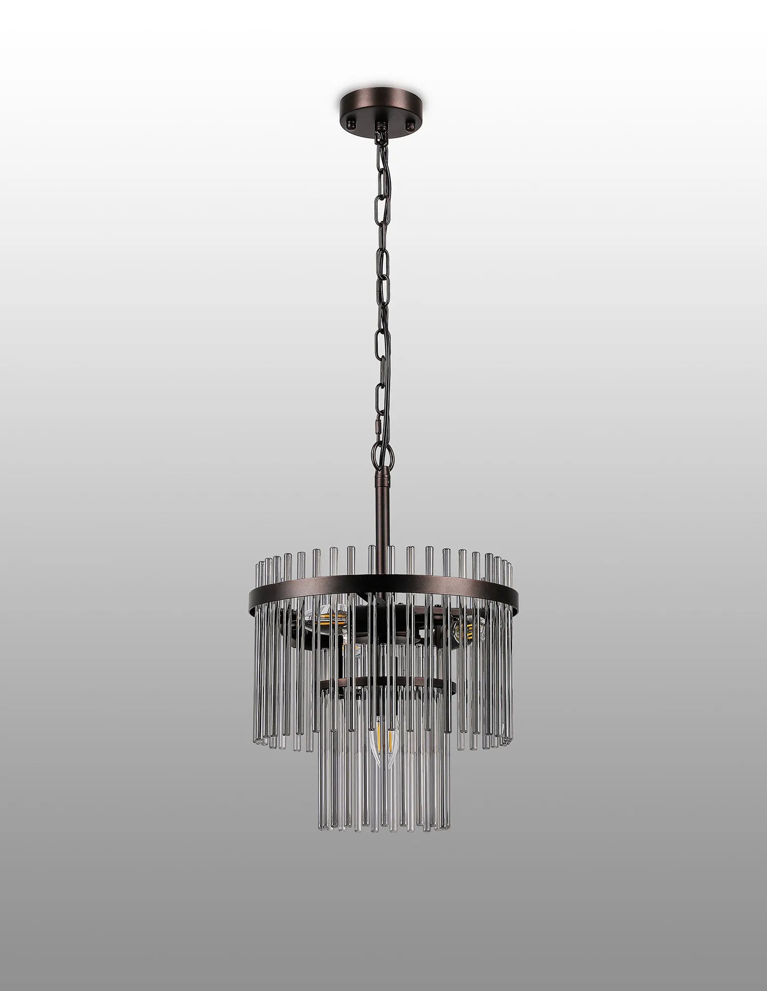 Robin 30cm Pendant & Semi Ceiling 4 Light - Brown Oxide & Smoke Glass Rods