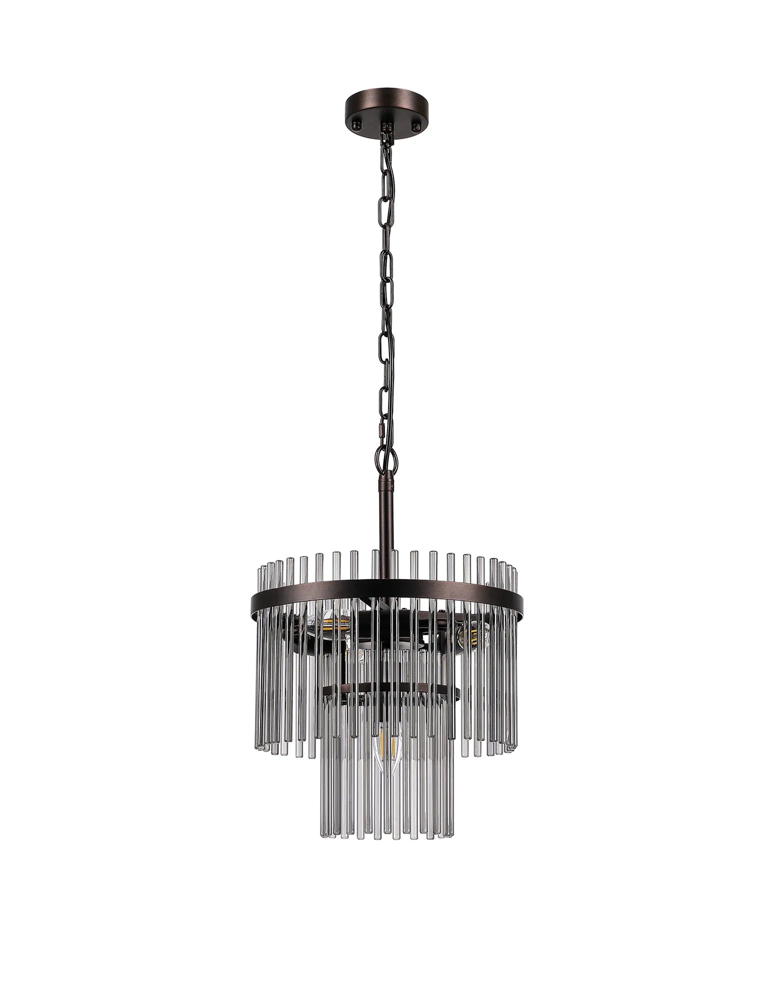 Robin 30cm Pendant & Semi Ceiling 4 Light - Brown Oxide & Smoke Glass Rods