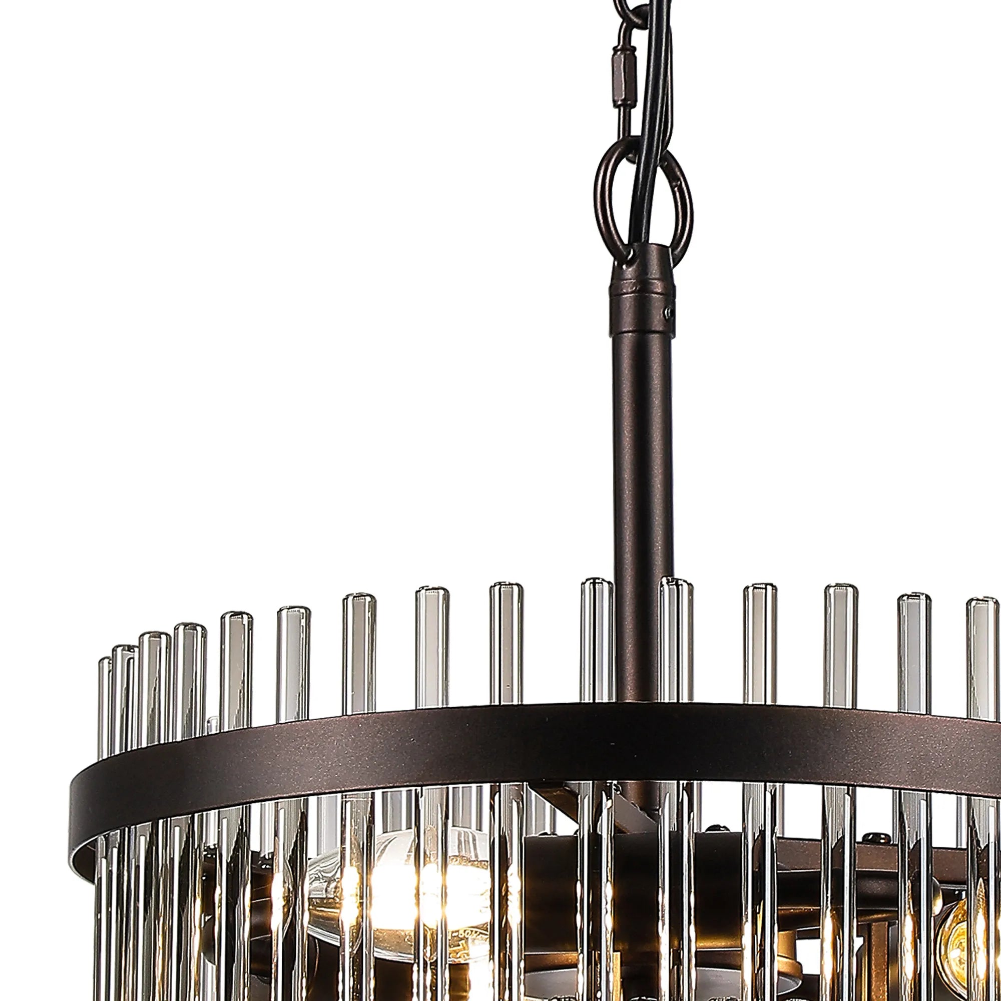 Robin 30cm Pendant & Semi Ceiling 4 Light - Brown Oxide & Smoke Glass Rods