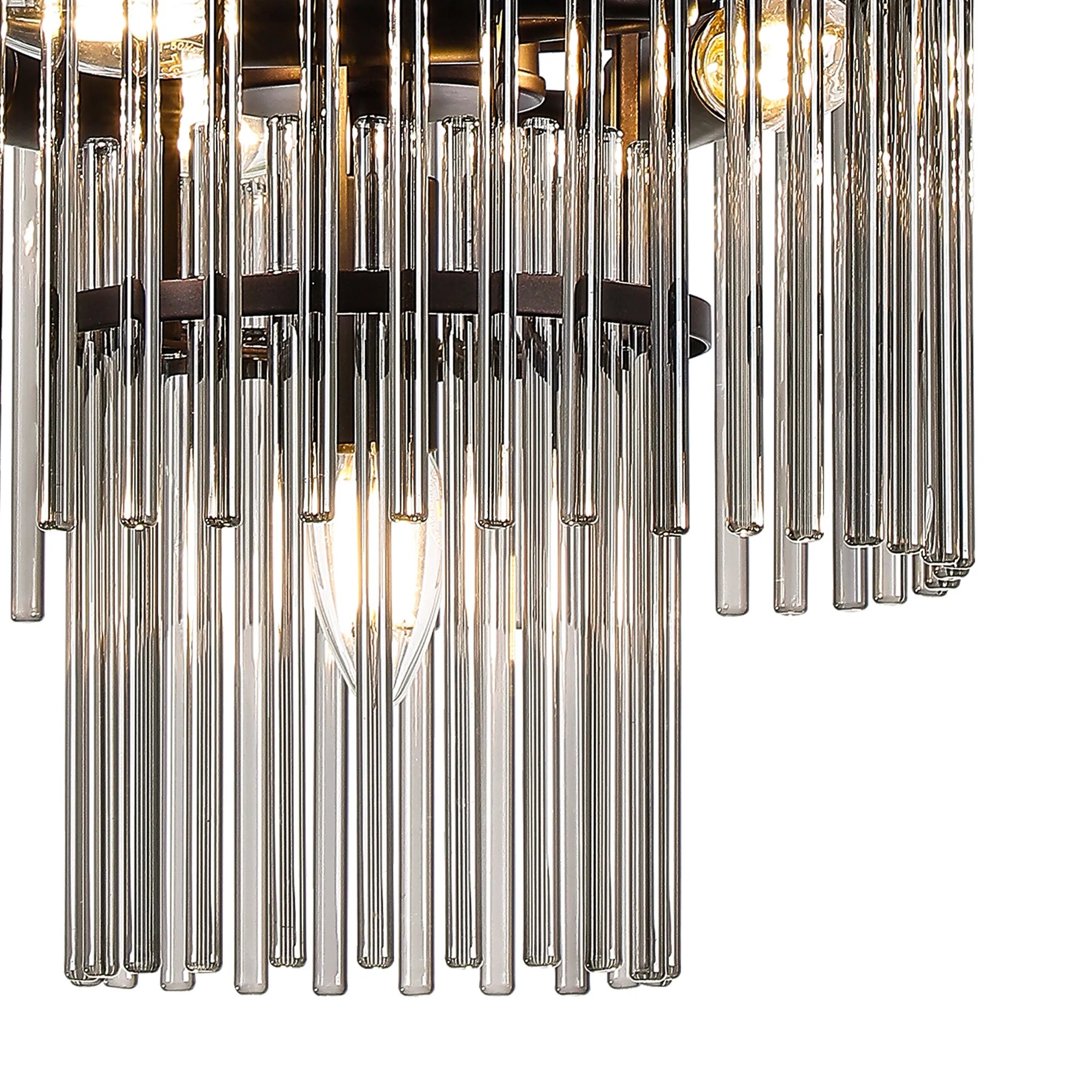 Robin 30cm Pendant & Semi Ceiling 4 Light - Brown Oxide & Smoke Glass Rods