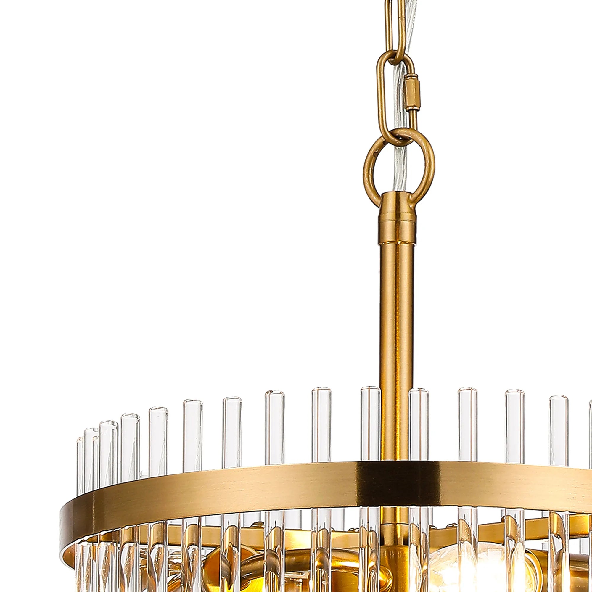 Robin 30cm Pendant & Semi Ceiling 4 Light - Brass & Clear Glass Rods