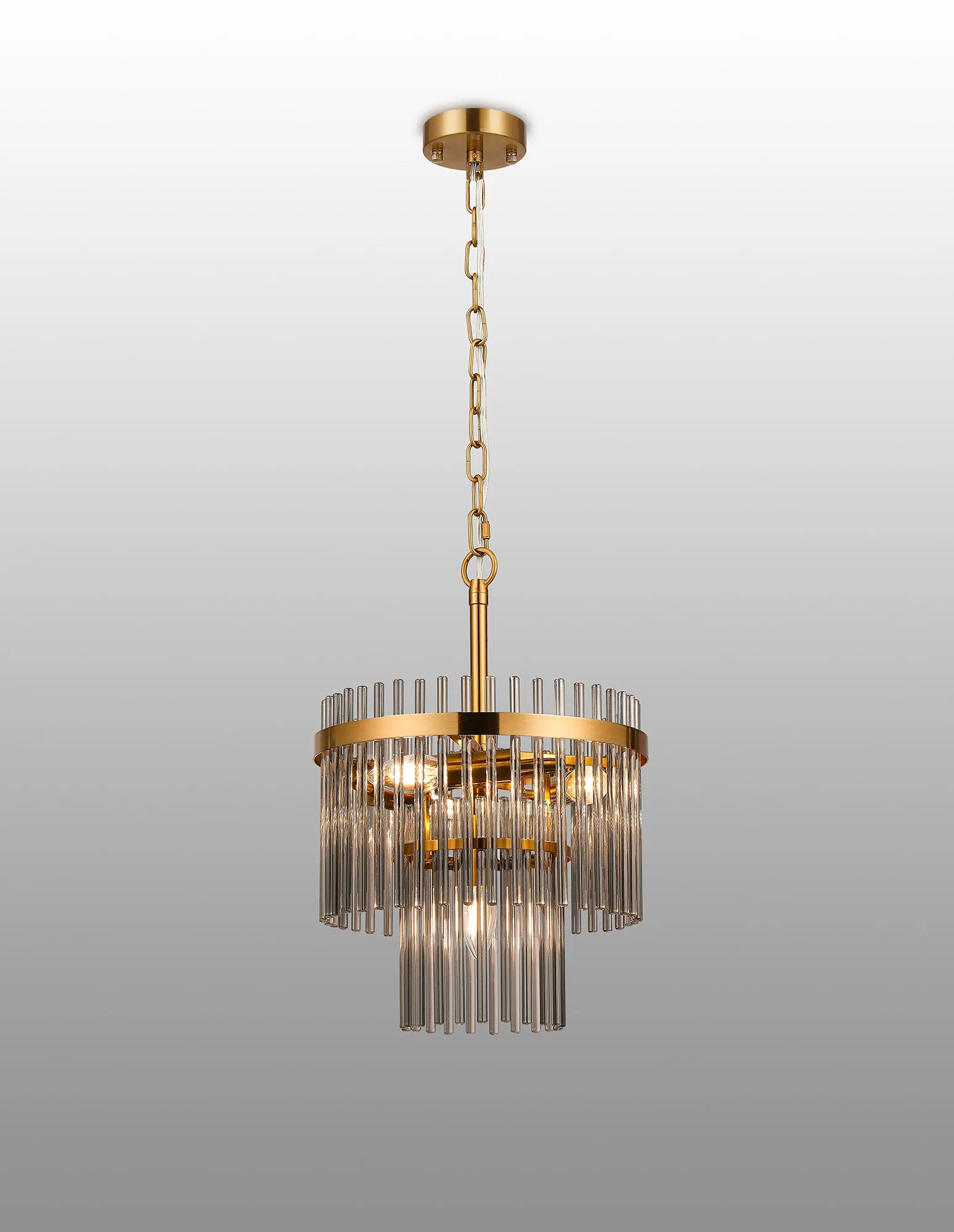 Robin 30cm Pendant & Semi Ceiling 4 Light - Brass & Smoke Glass Rods