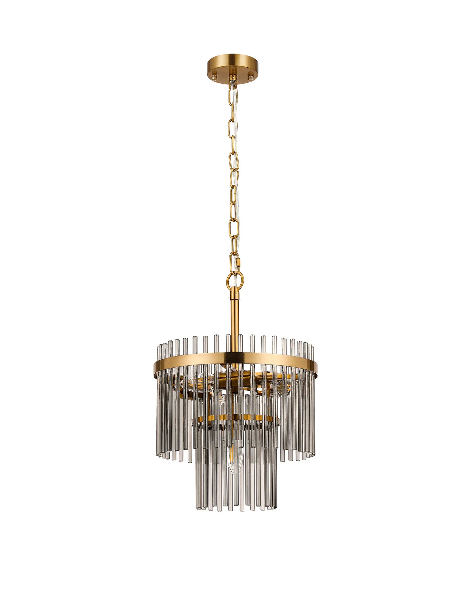 Robin 30cm Pendant & Semi Ceiling 4 Light - Brass & Smoke Glass Rods